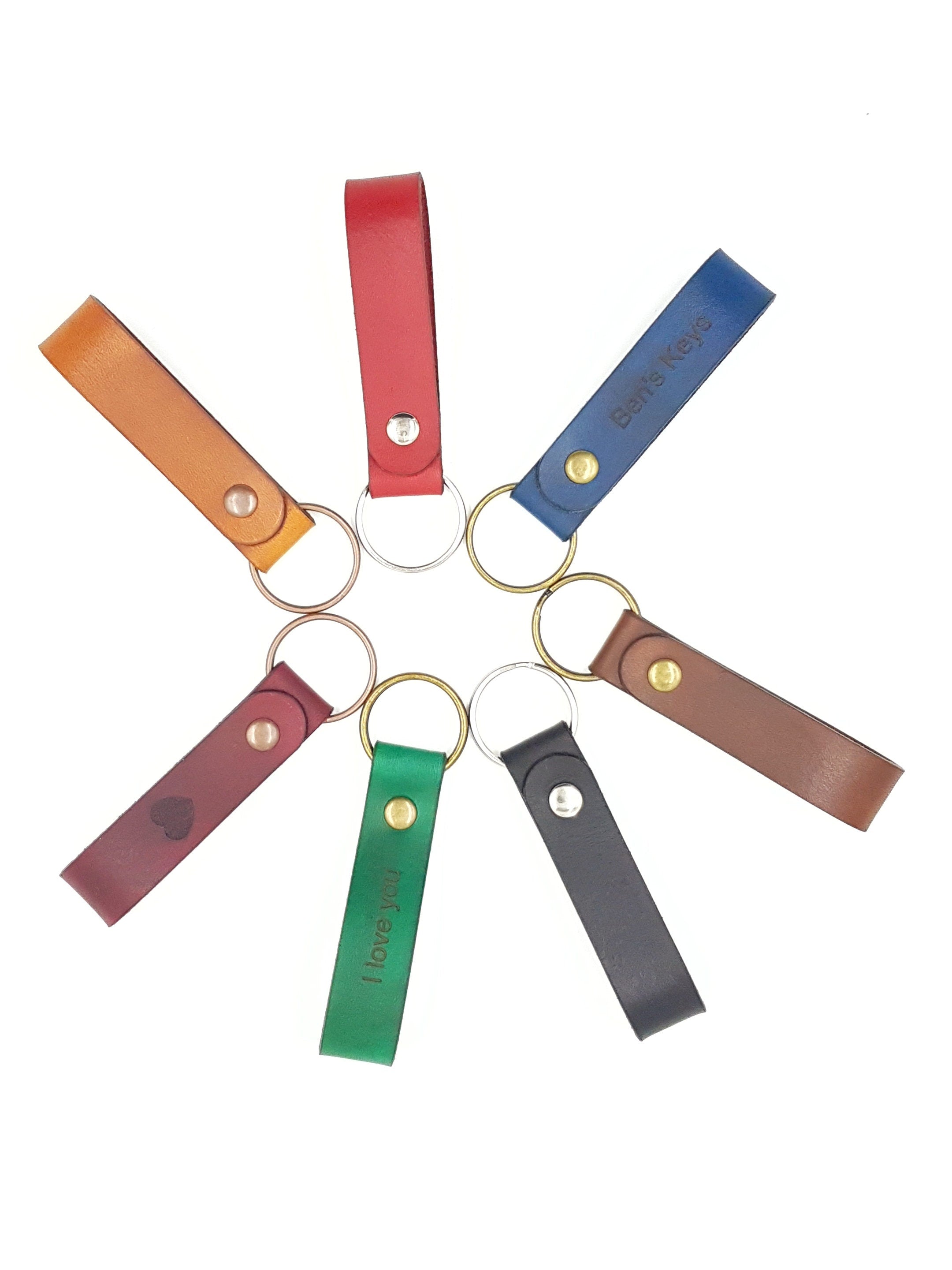 Leather Keychain, Handmade Real Leather Keyring, Personalised Leather Keychain, Custom Made Leather Keyring, Loop Keychain