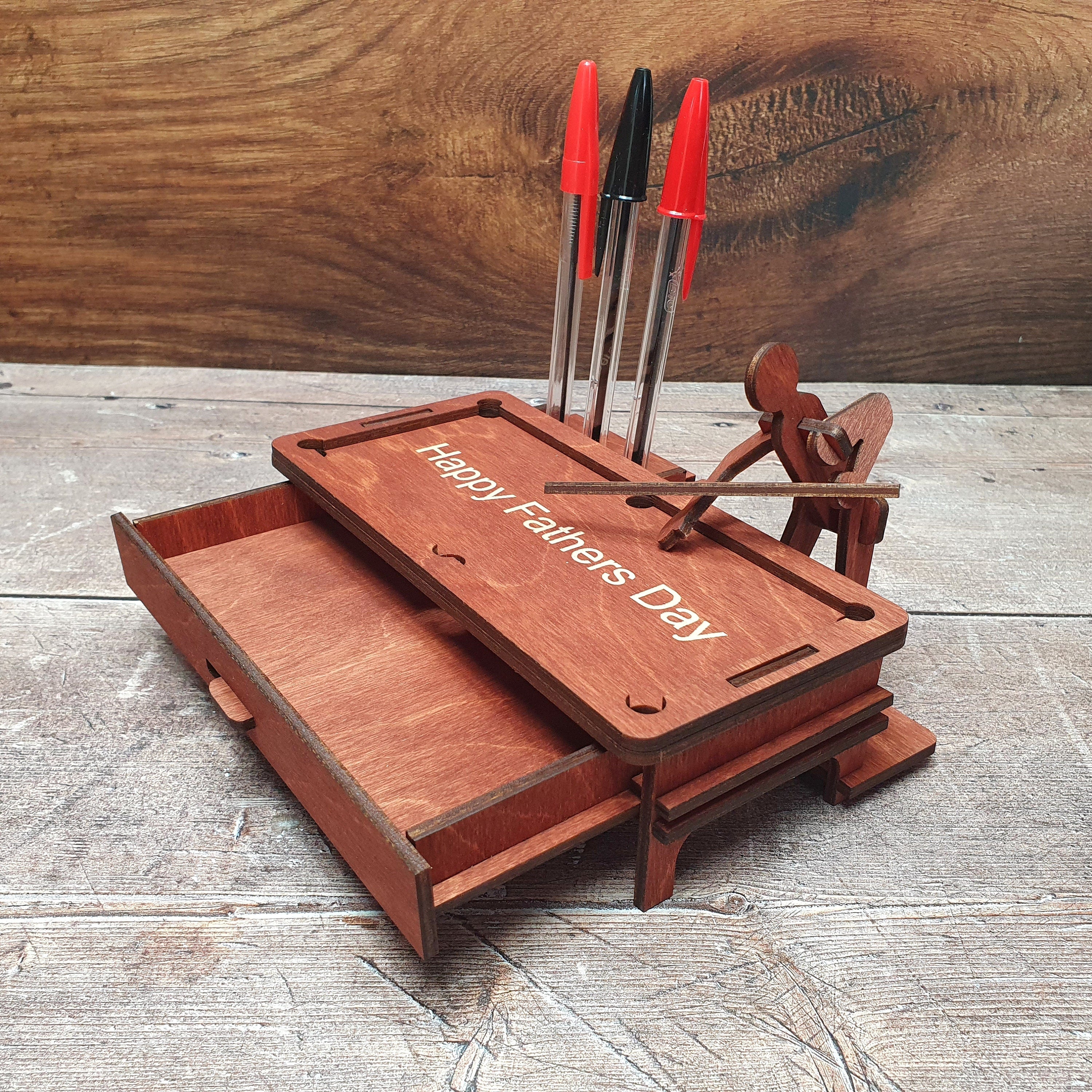 Novelty Snooker Pen Holder Gift, Desktop Snooker Table Wood Ornament, Snooker Gift-Pool Play Gift, Personalised, Billiard Player Gift,
