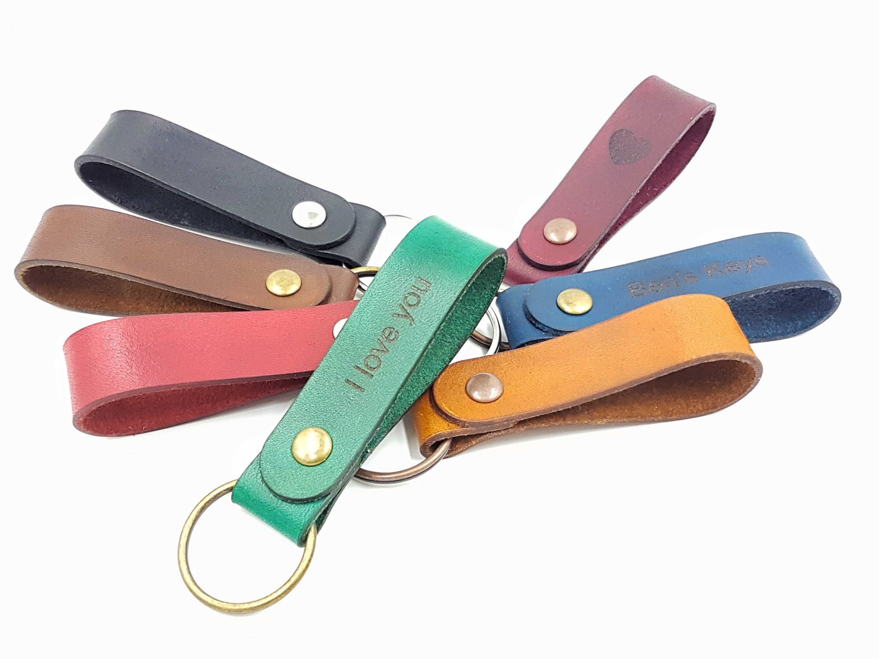 Leather Keychain, Handmade Real Leather Keyring, Personalised Leather Keychain, Custom Made Leather Keyring, Loop Keychain