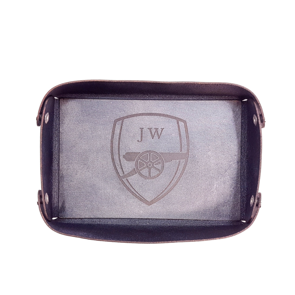 Leather Valet Tray- Leather Desk Tray-Leather Catchall-Desktop Tidy-Remote Control Tray-Anniversary Gift-Engraved Leather Gift