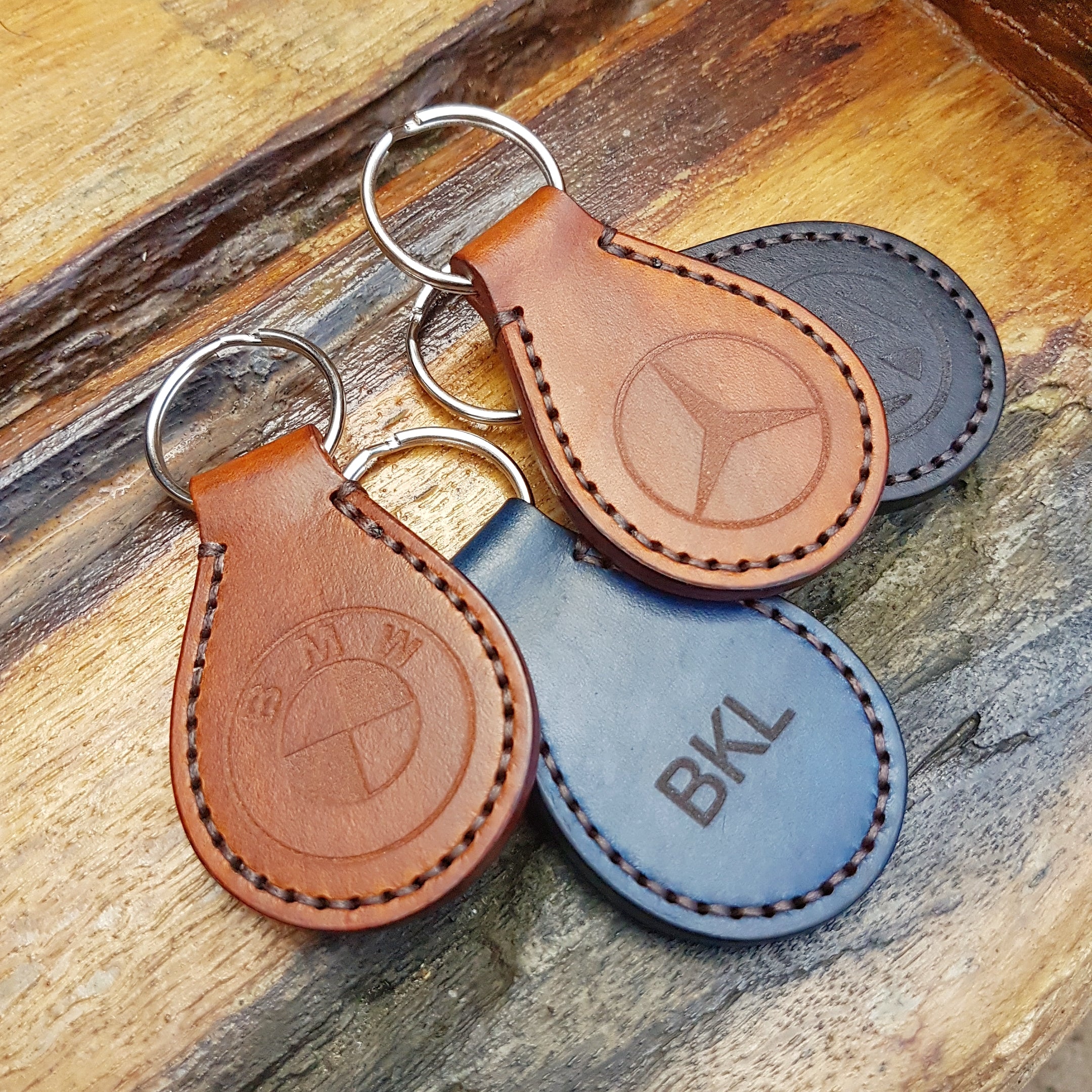Handcrafted Personalized Luxury Engraved Leather Key Fobs-Audi-Jaguar-Mercedes-VW-BMW