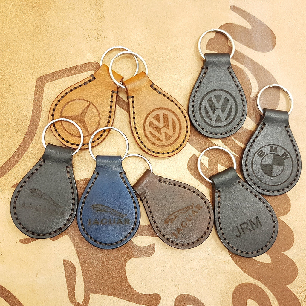 Handcrafted Personalized Luxury Engraved Leather Key Fobs-Audi-Jaguar-Mercedes-VW-BMW