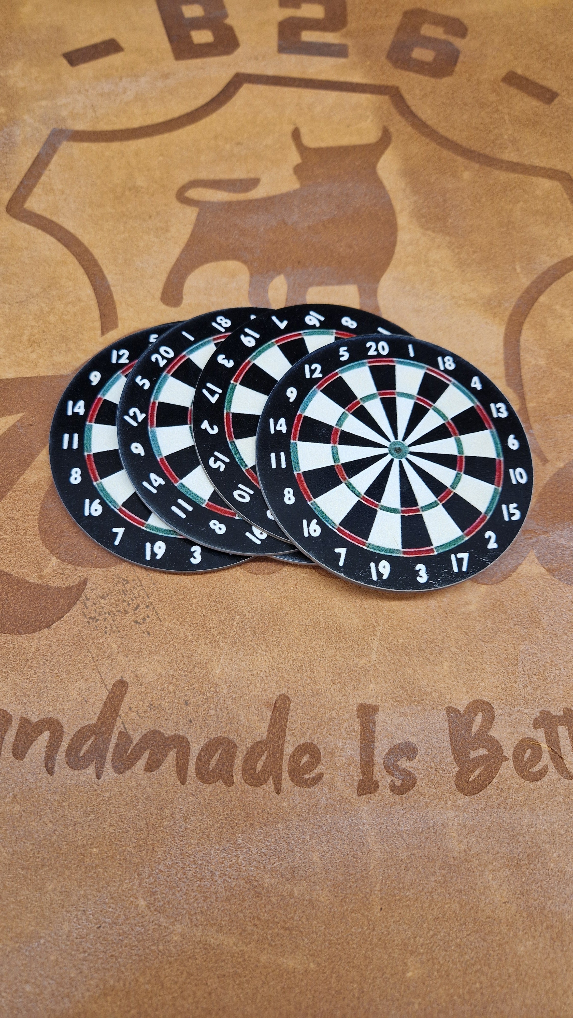 Dart Board Theme Drinks Coasters, Wooden Coasters, Darts Coasters for Beer Glass, Sporting Coaster for Mugs, set of 6