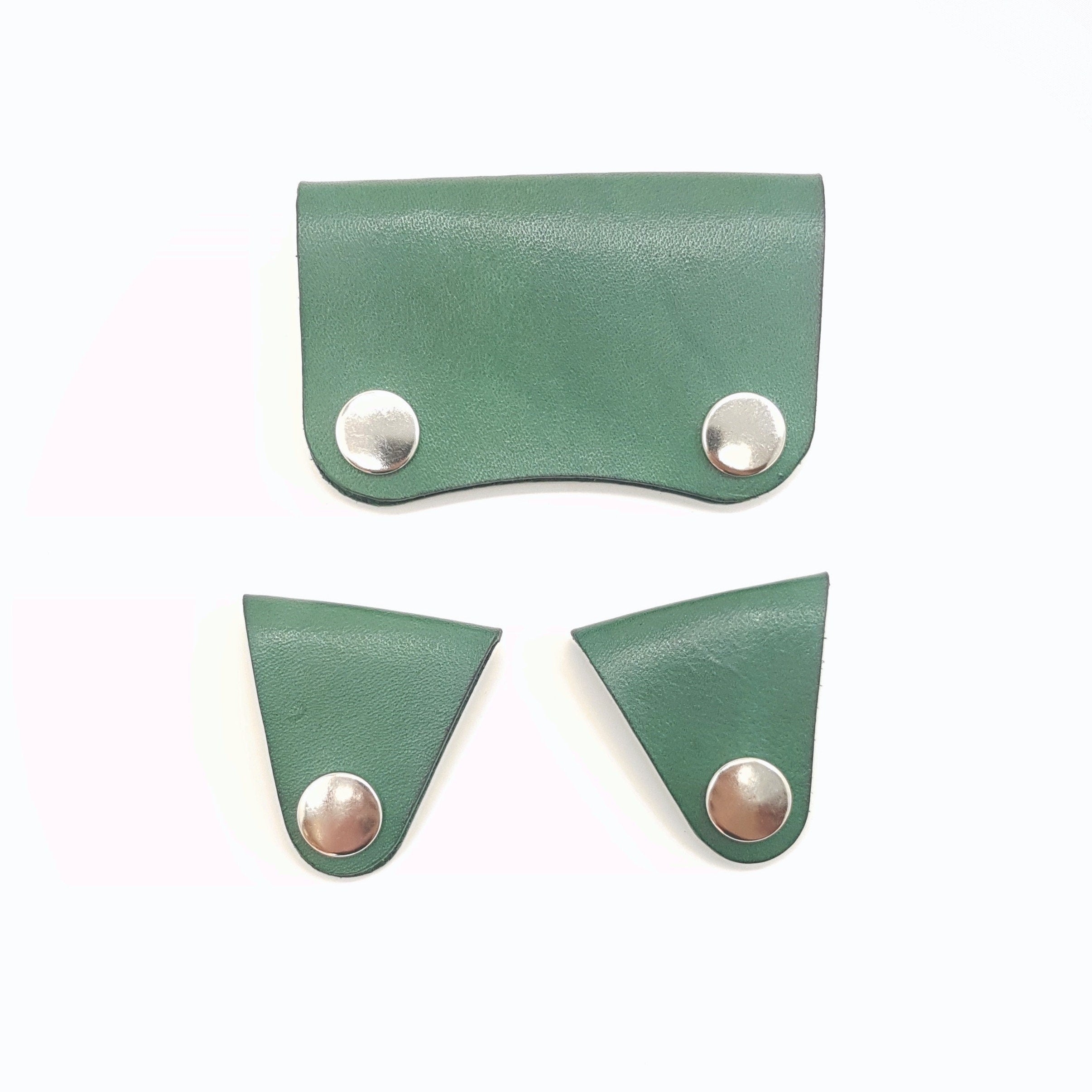 Handmade Leather Cable Organizer Set: Earphone Cord Keeper, Veg Tan Leather