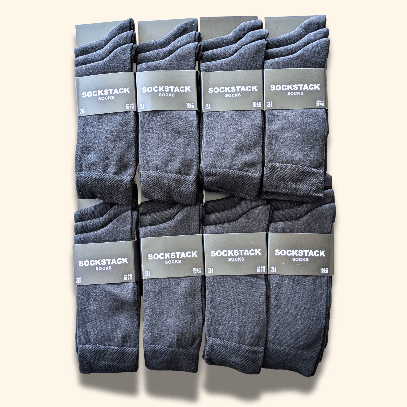 24 Pairs Men's Soft Cotton Colourful Heel Toe Black Argyle Diamond Easycare Comfortable Shoe Socks Flat Toe Seam Durable Work School Business Wear UK 6-11 by Sock Stack