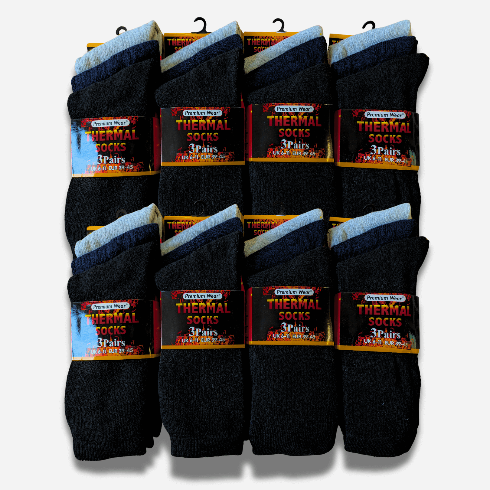 24 Pairs Mens Black Thermal Socks Warm Work Boot Socks Superior Insulation Cold Weather Double Brushed Advanced Knitting Technology Extra Warmth by Heatwave Thermalwear