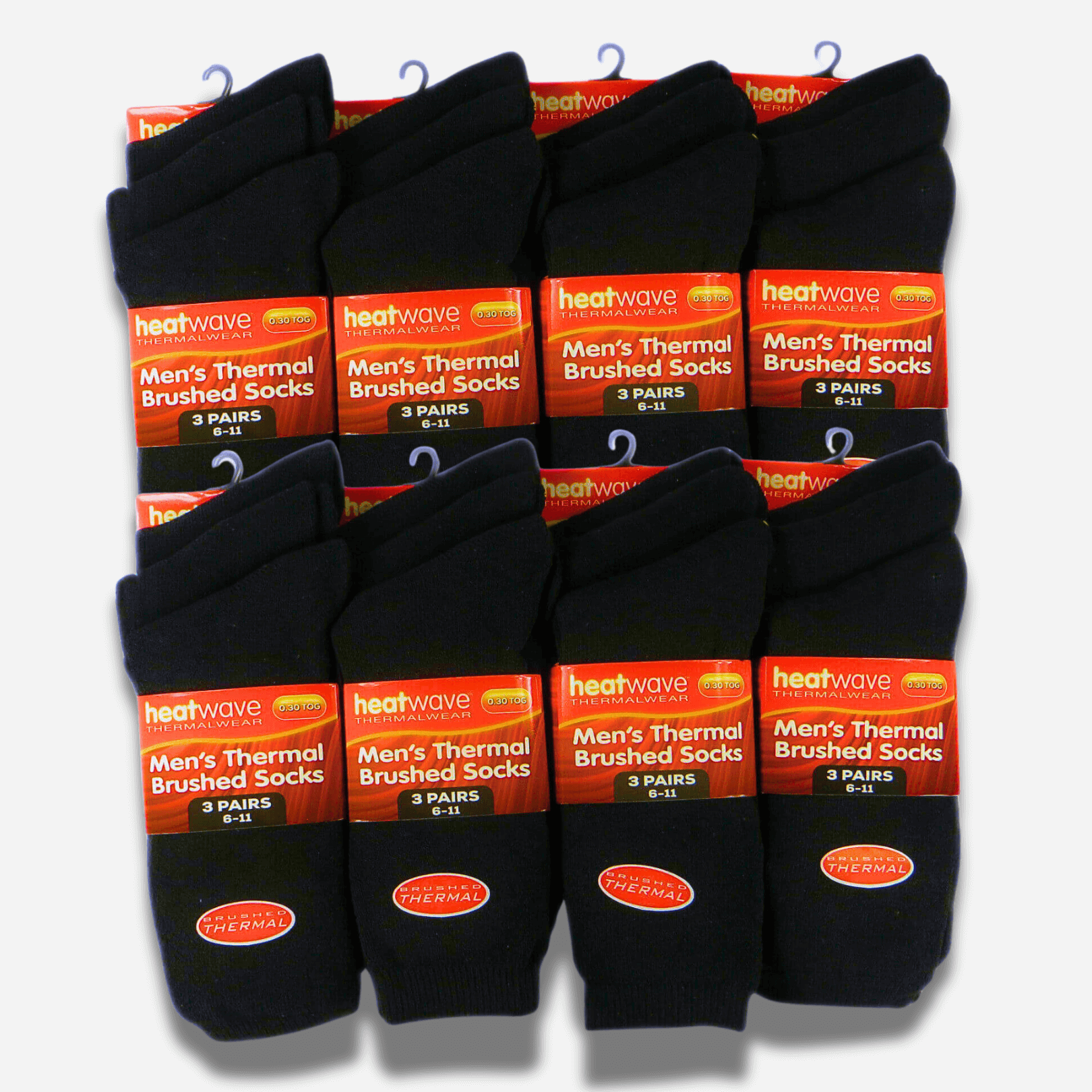 24 Pairs Mens Black Thermal Socks Warm Work Boot Socks Superior Insulation Cold Weather Double Brushed Advanced Knitting Technology Extra Warmth by Heatwave Thermalwear