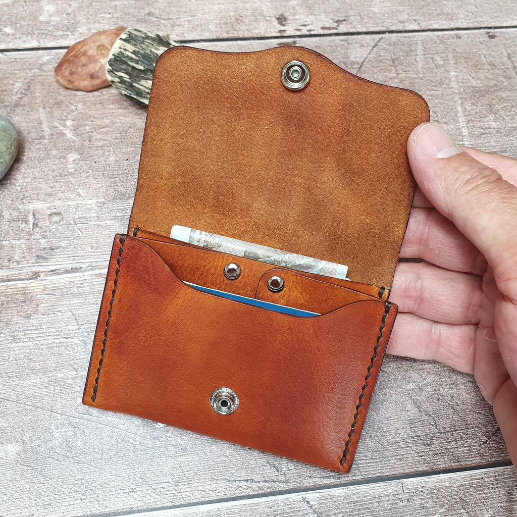 Handcrafted Leather Wallet, Card Wallet, Cash Wallet, Dual Pocket Button Closure Wallet, Personalised Wallet, Expanding Card Holder Case