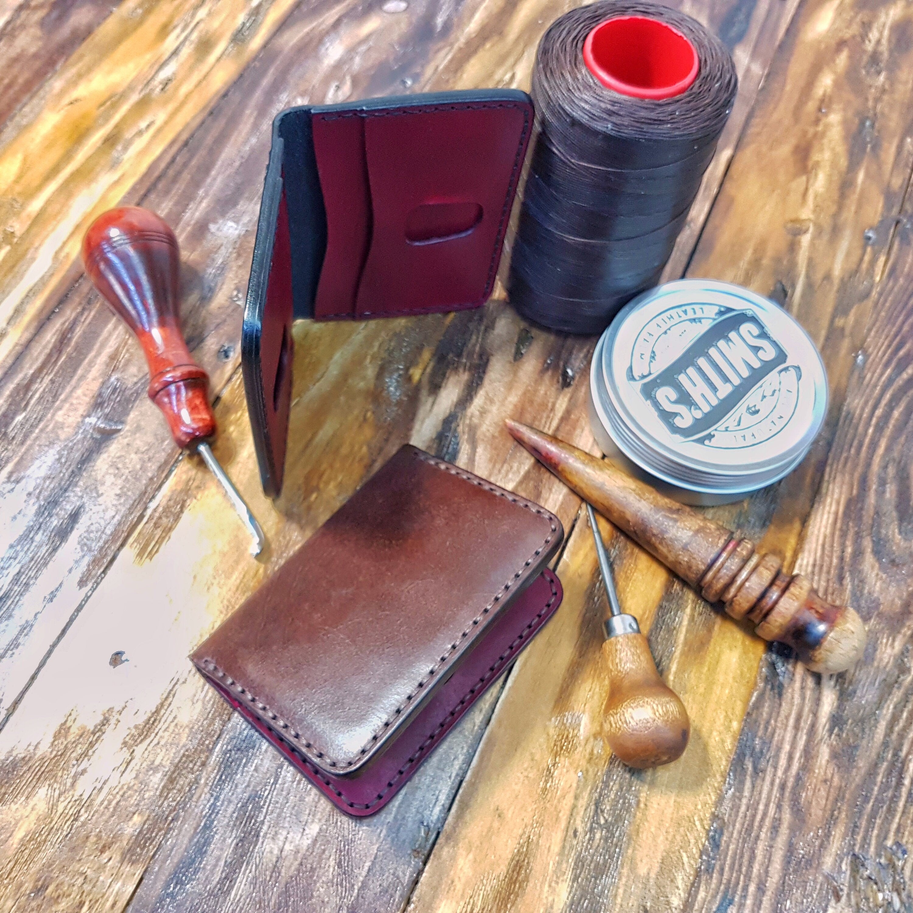Handmade Leather Card Wallet Case-Folding Leather Credit Card Holder- Cash Wallet-Two Tone Colour Leather Card Wallet