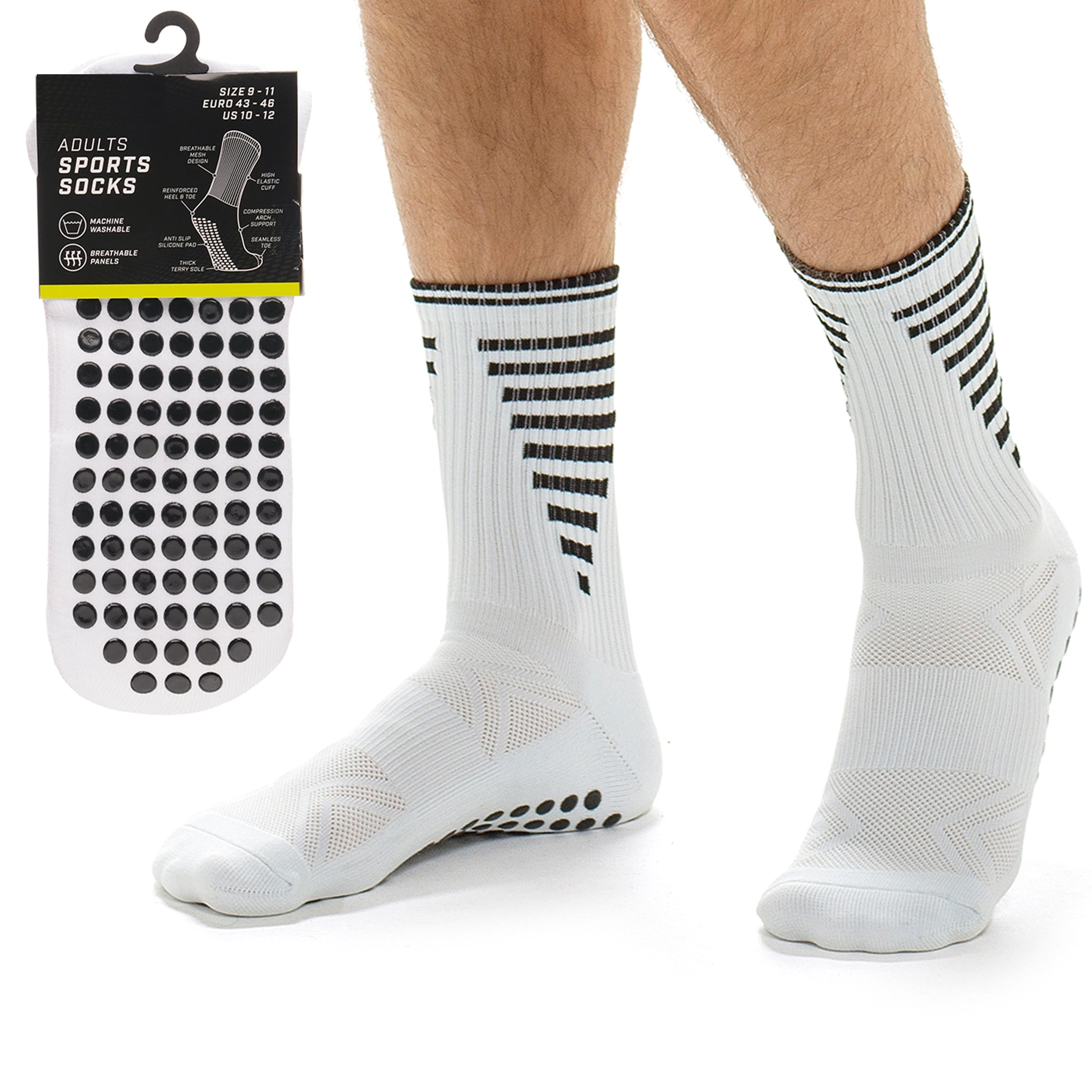 3 Pairs White Anti Slip Football Grip Socks for Men Sports Socks for Gym Running Yoga Trekking Hiking by  Sock Stack