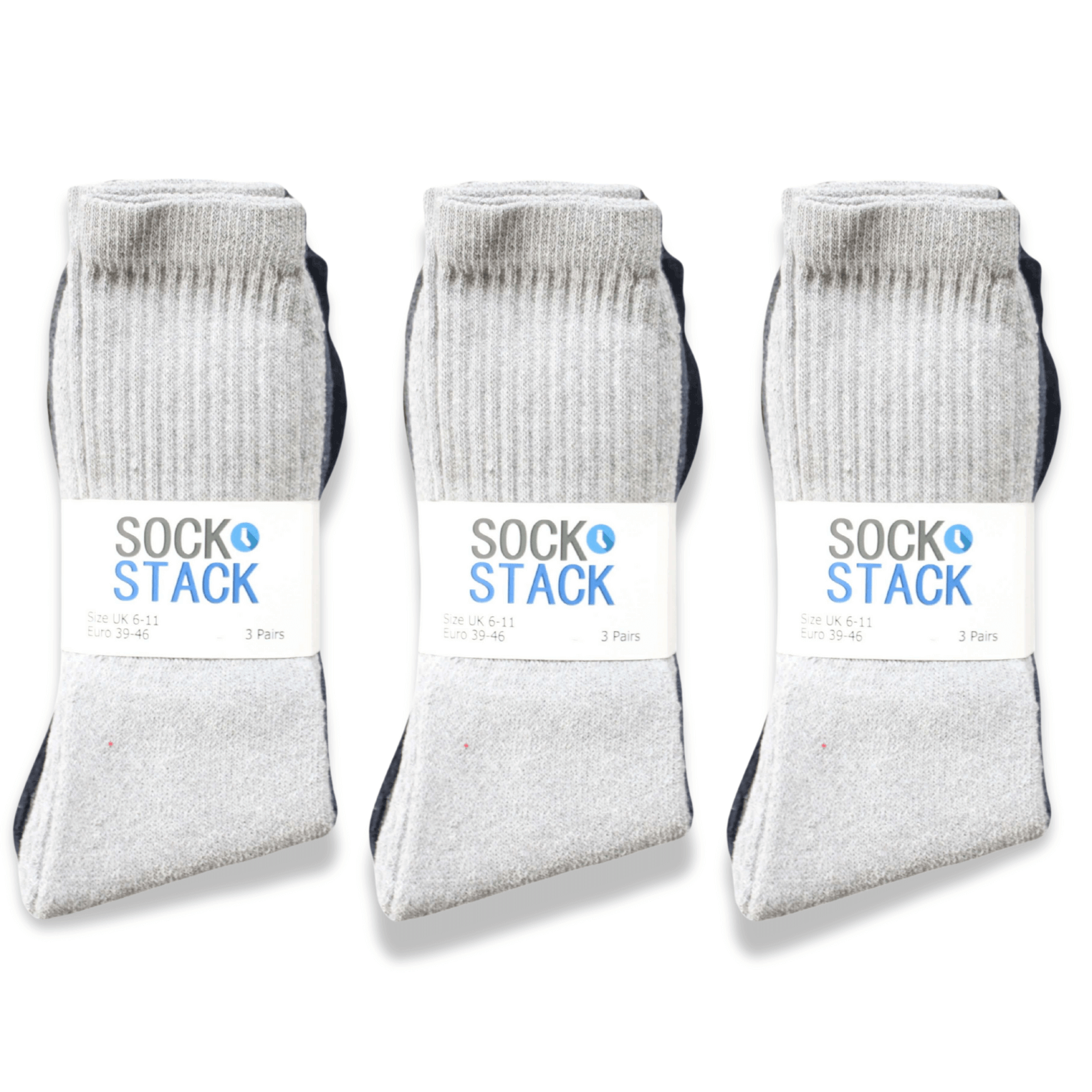 30 Pairs Mens Cotton Rich Performance Sport Socks Outdoor Athletics Running Hiking Football Black Grey White Sock Cushioned Anti-Blister Moisture-Wicking Breathable Comfortable UK 6-11 by Sock Stack