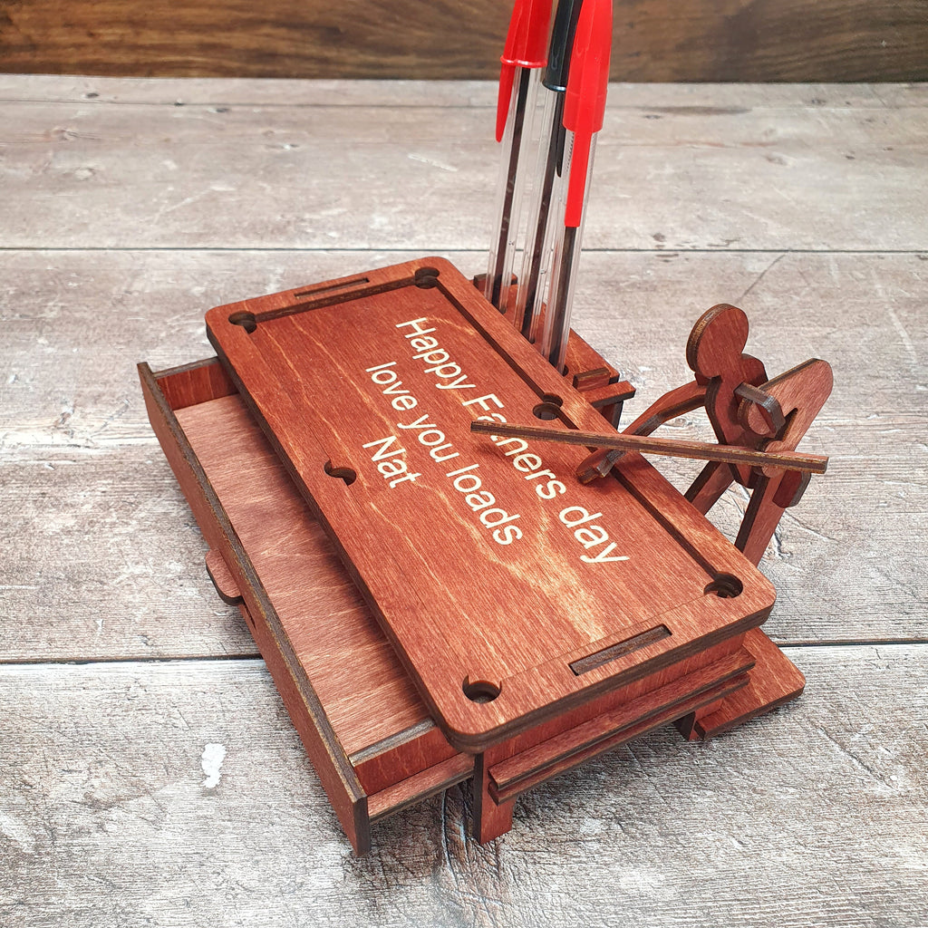 Novelty Pool Table Pen Holder-Desktop Snooker Table Wood Ornament-Snooker Gift-Billiard Gift-Personalised Games Gift, Dad Office Desk Gift