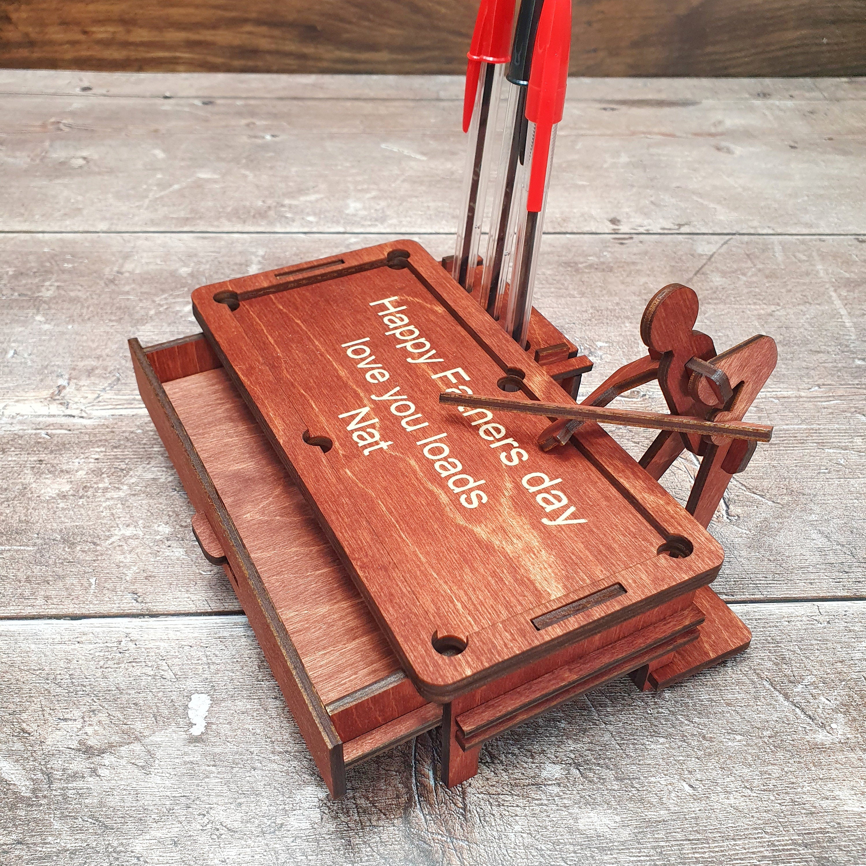 Novelty Pool Table Pen Holder-Desktop Snooker Table Wood Ornament-Snooker Gift-Billiard Gift-Personalised Games Gift, Dad Office Desk Gift