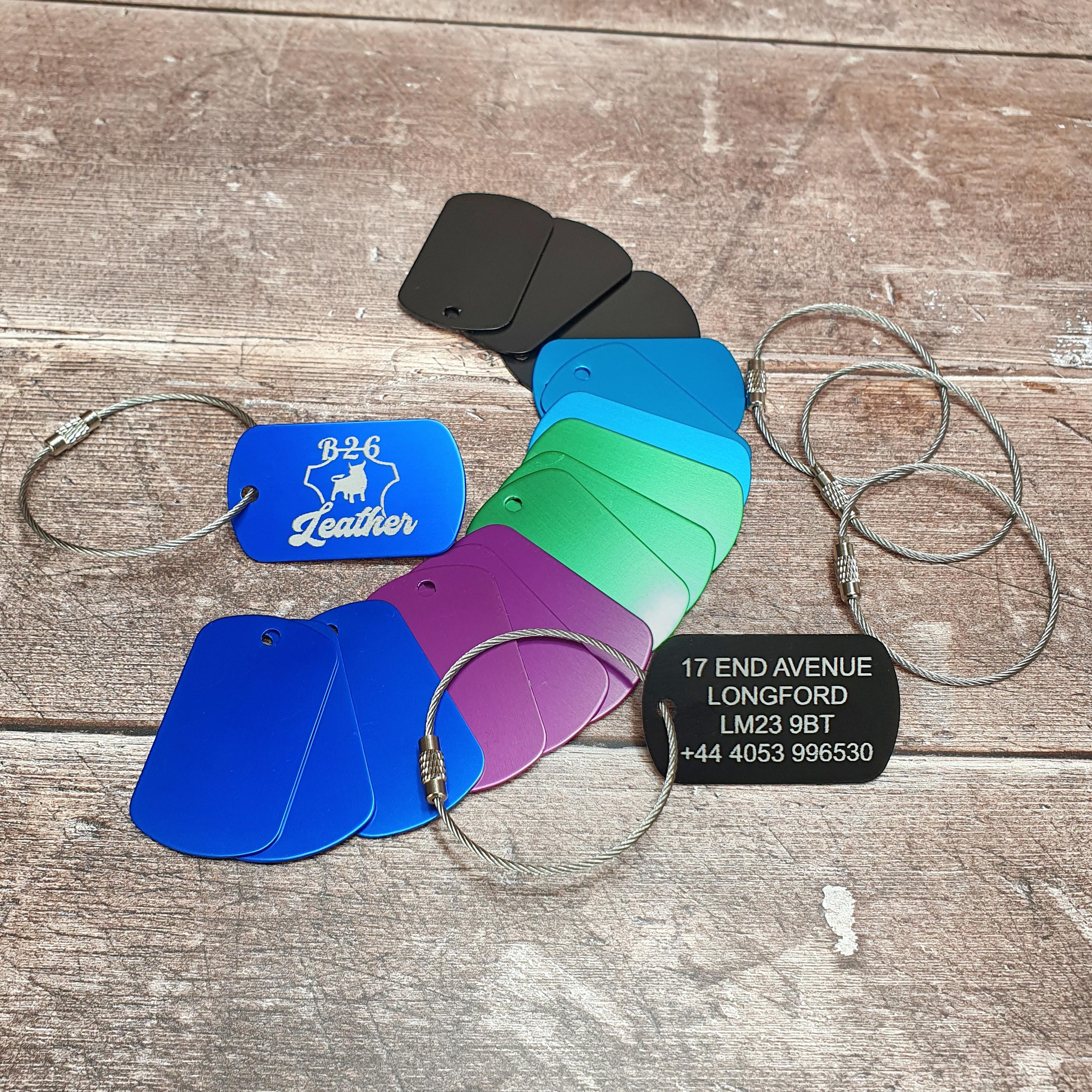 luggage Tags, Engraved Name Tags, Travel Suitcase Name Address Metal Tags, Personalised Bag Tags, Engraved Metal Keyrings