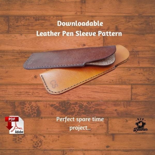 Digital Download Leather Pen Sleeve Pattern, Printable Leather Pen Sleeve, PDF Download Pen Case Pattern, Leathercraft Pen Case Pattern