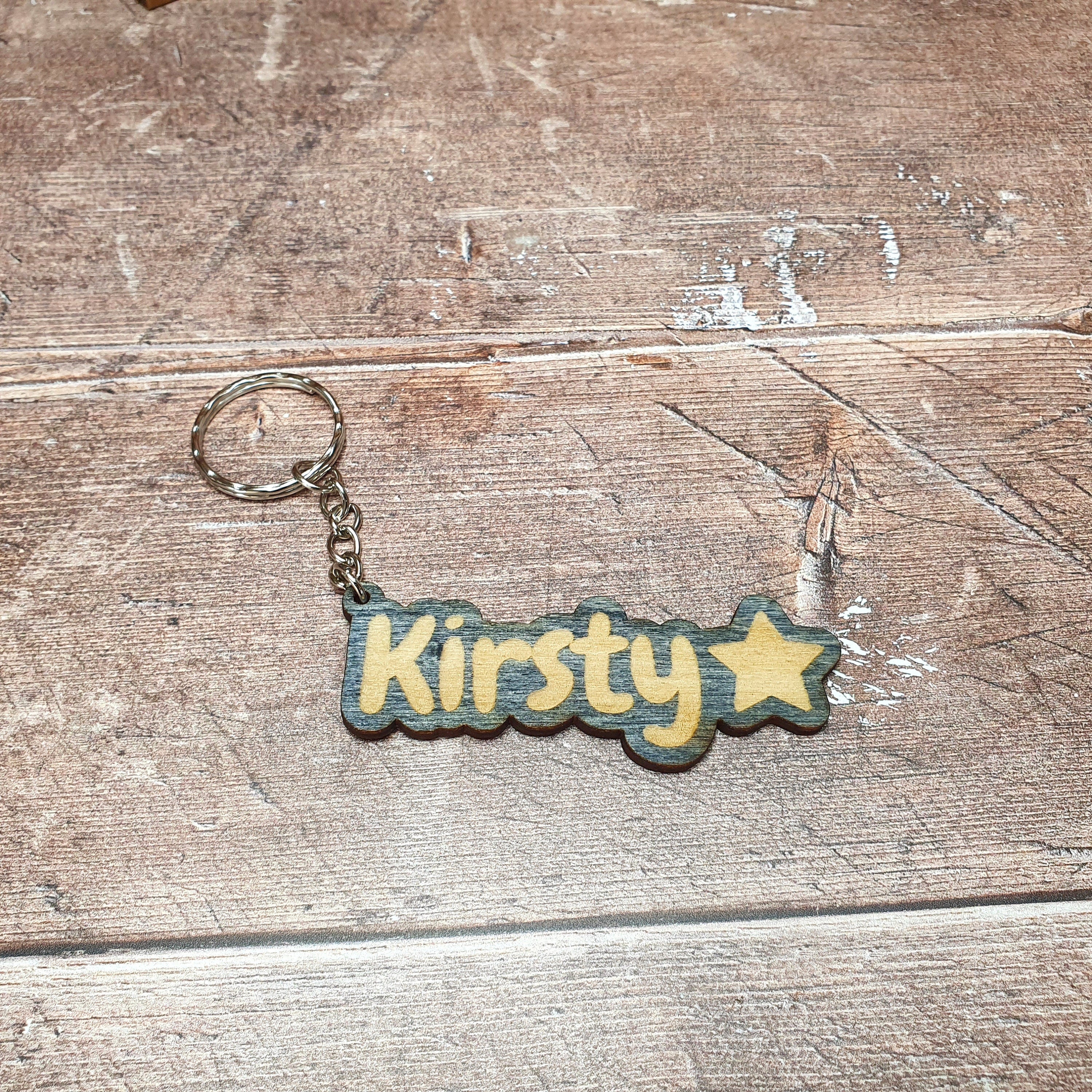 Handmade Custom Engraved Name Keychain Dangles, Personalised Keyrings, Bag Charms, Keychain Name Tag, Name Keyring