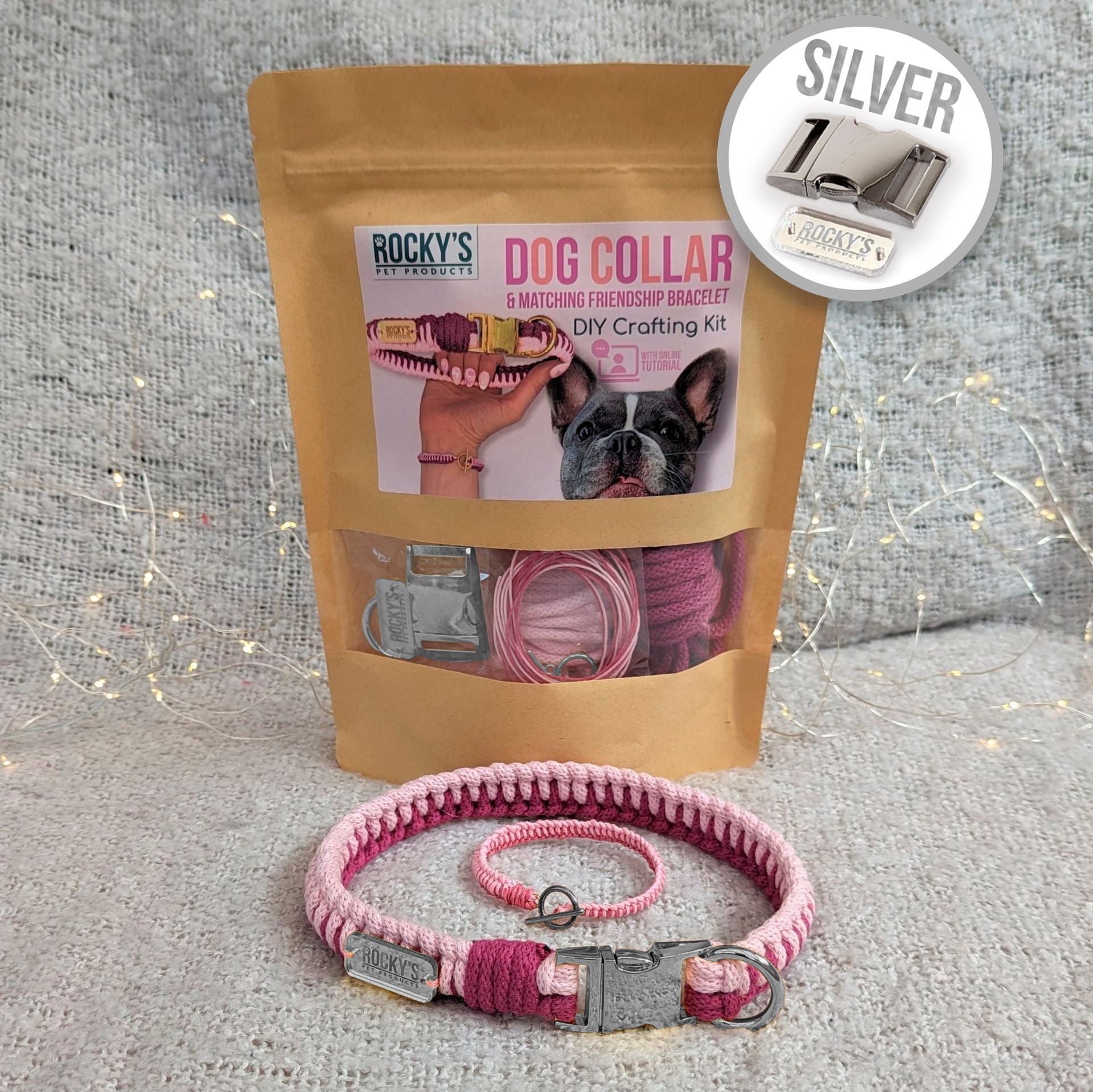 Make Your Own Dog Collar & Friendship Bracelet Craft Kit - PINK
