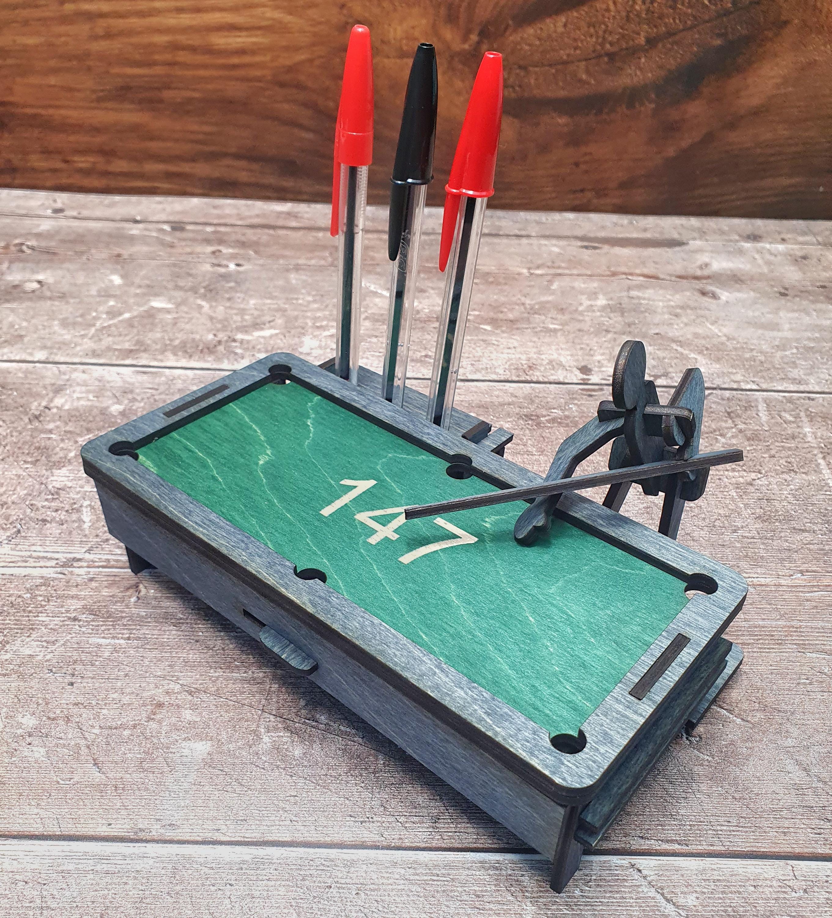 Novelty Snooker Pen Holder Gift, Desktop Snooker Table Wood Ornament, Snooker Gift-Pool Play Gift, Personalised, Billiard Player Gift,