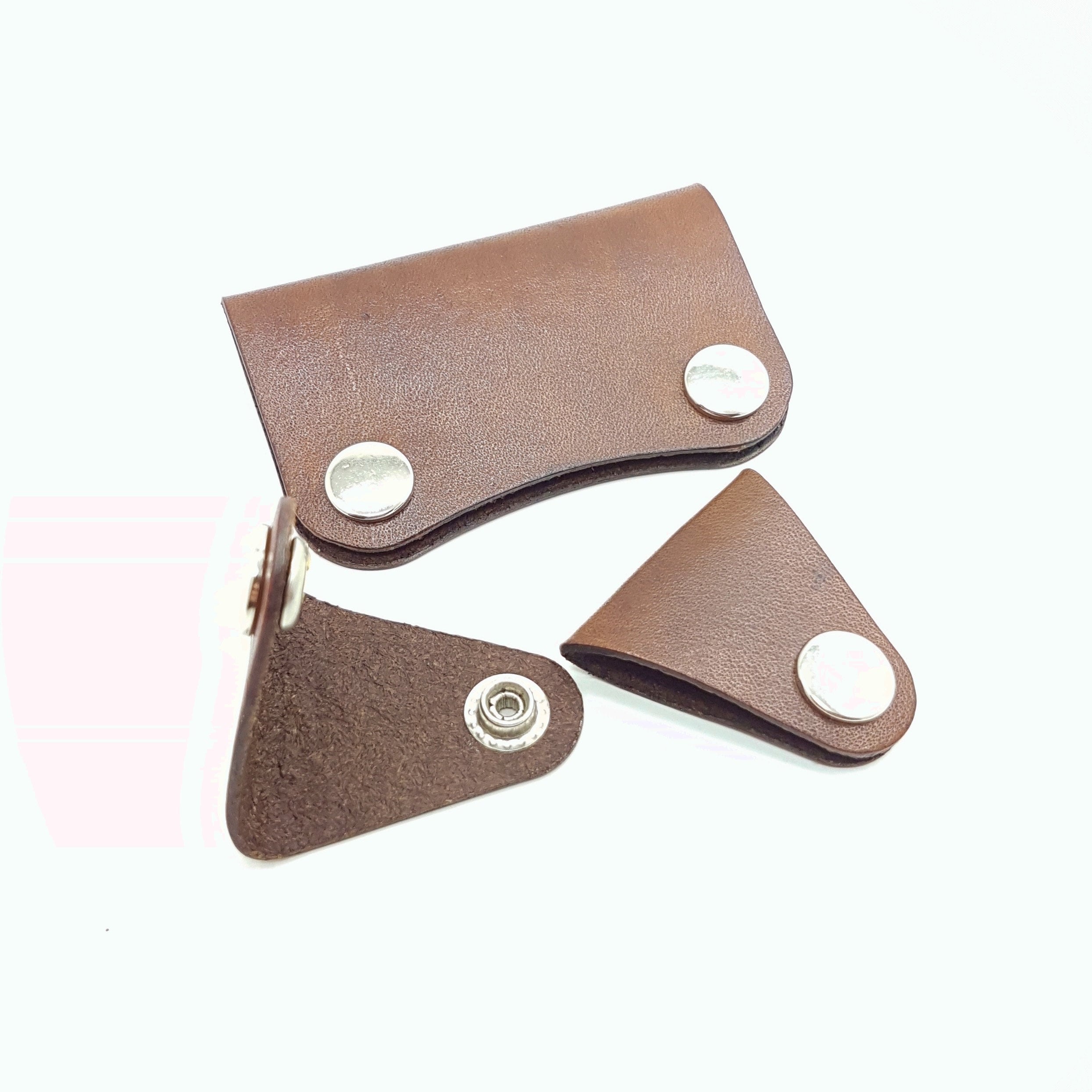 Handmade Leather Cable Organizer Set: Earphone Cord Keeper, Veg Tan Leather