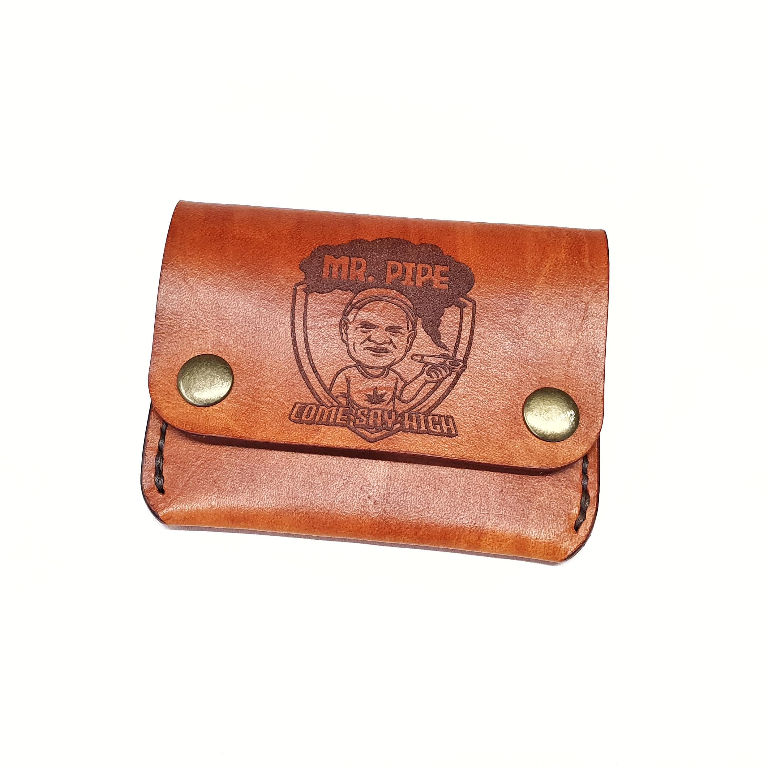 Personalised Leather Cash & Card Wallet, Secure Leather Card Case, Minimalist Leather Card Holder, Snap Button Fold Over Closure Card Wallet