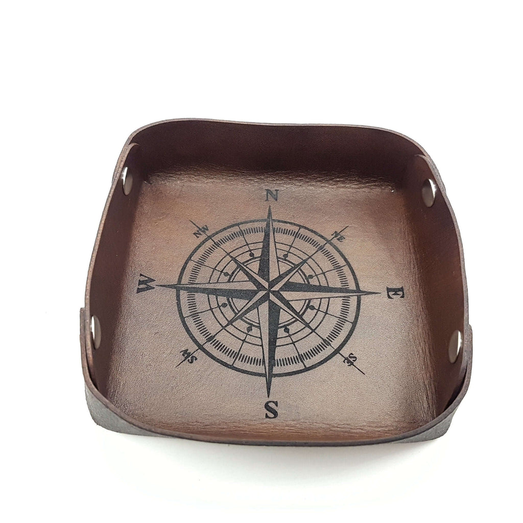 Personalized Leather Valet Tray, Leather Key & Wallet Tray