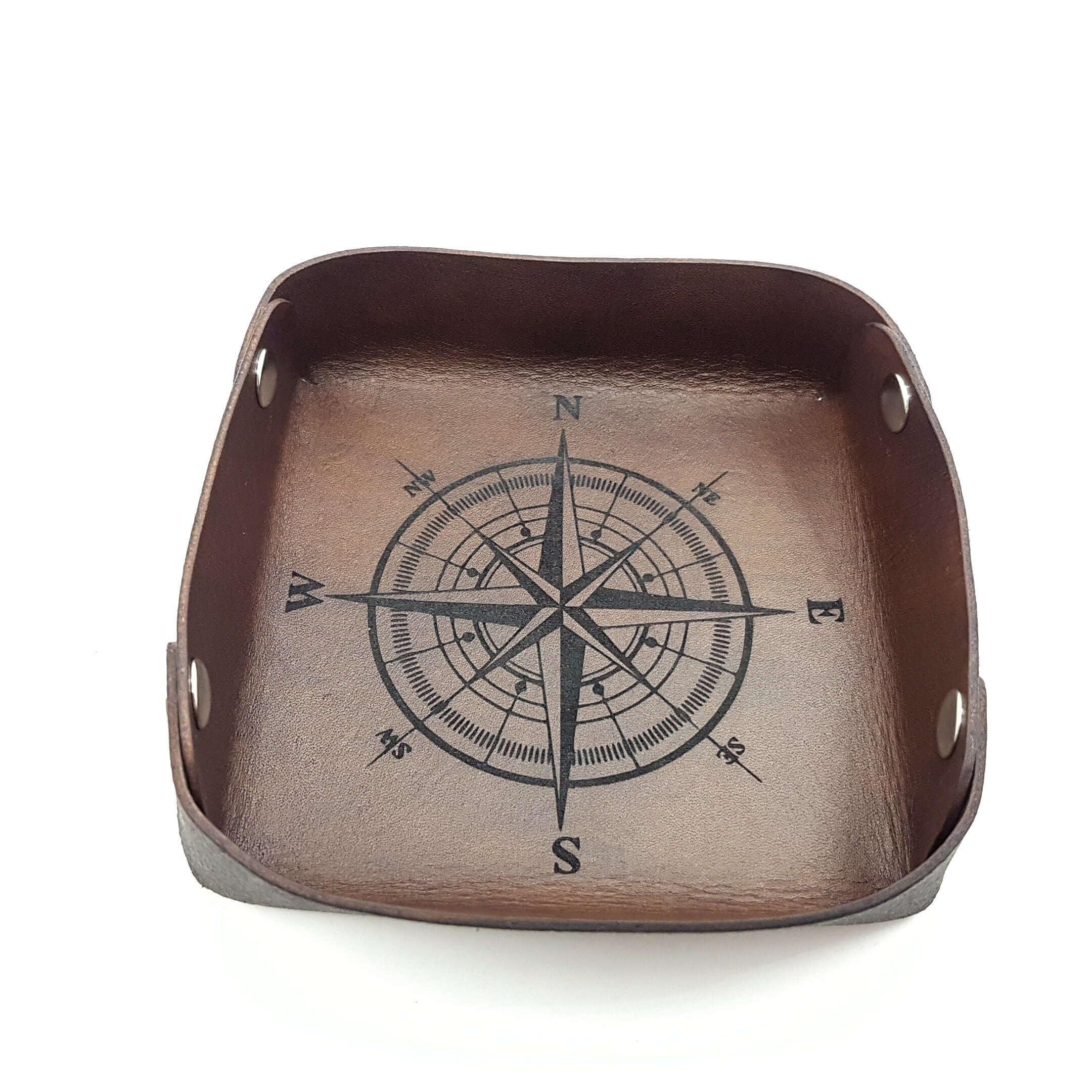 Personalized Leather Valet Tray, Leather Key & Wallet Tray