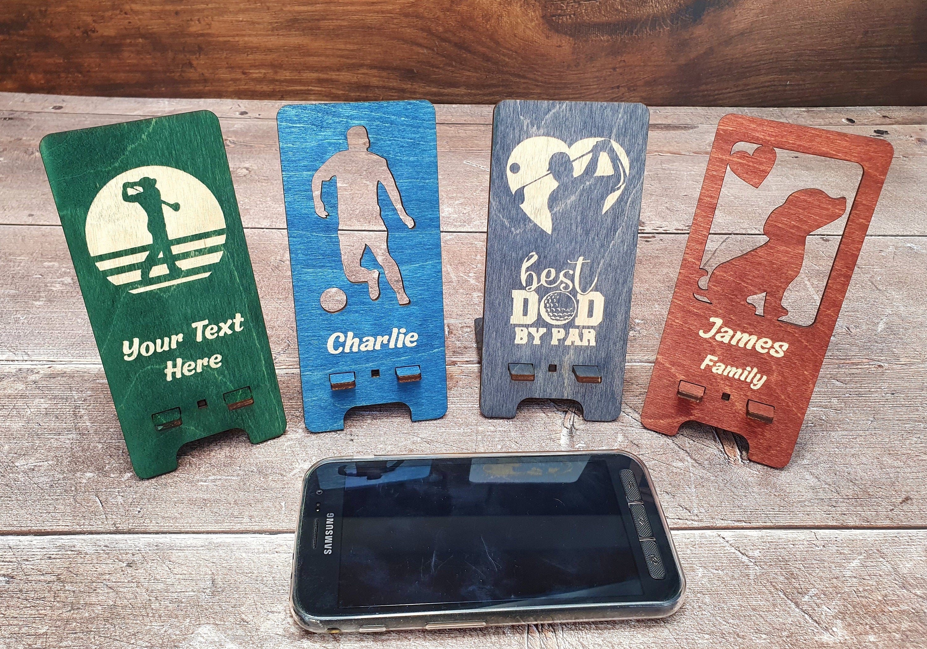 Personalised Wood Phone Stands, Phone holder Gift, Mobile Phone Stand, Collapsible Phone Stand, Birthday Gift, Fathers Day Gift