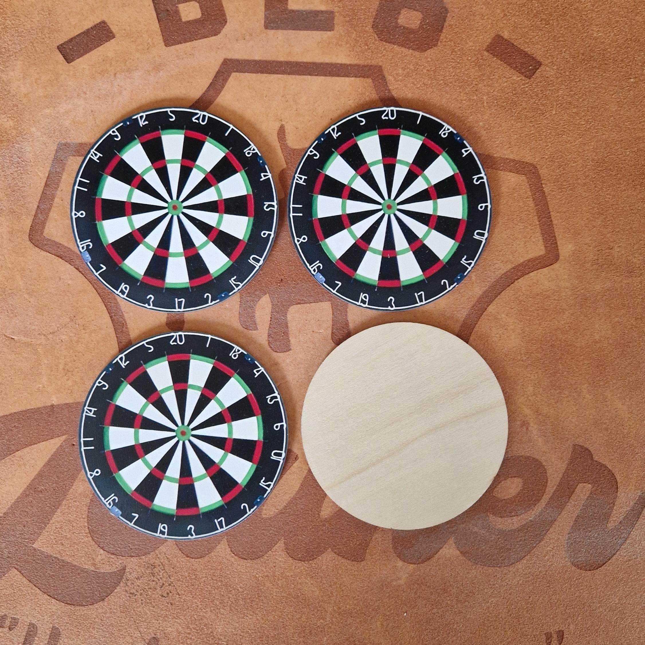 Dart Board Theme Drinks Coasters, Wooden Coasters, Darts Coasters for Beer Glass, Sporting Coaster for Mugs