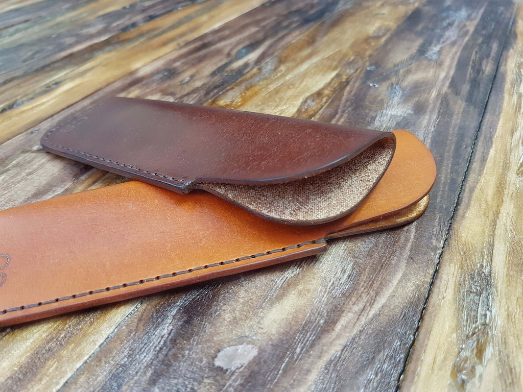 Handmade Leather Pen Sleeve: Personalized Pen Pouch, School Gift