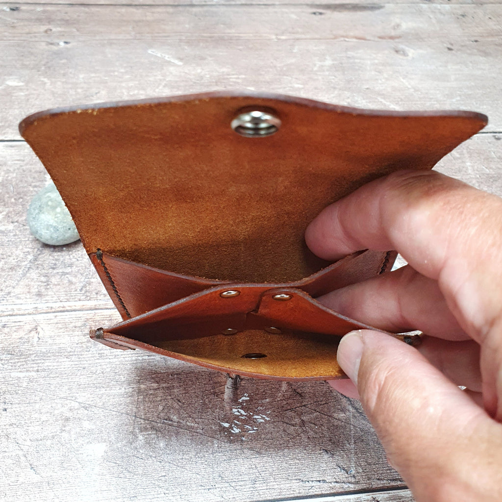 Handcrafted Leather Wallet, Card Wallet, Cash Wallet, Dual Pocket Button Closure Wallet, Personalised Wallet, Expanding Card Holder Case