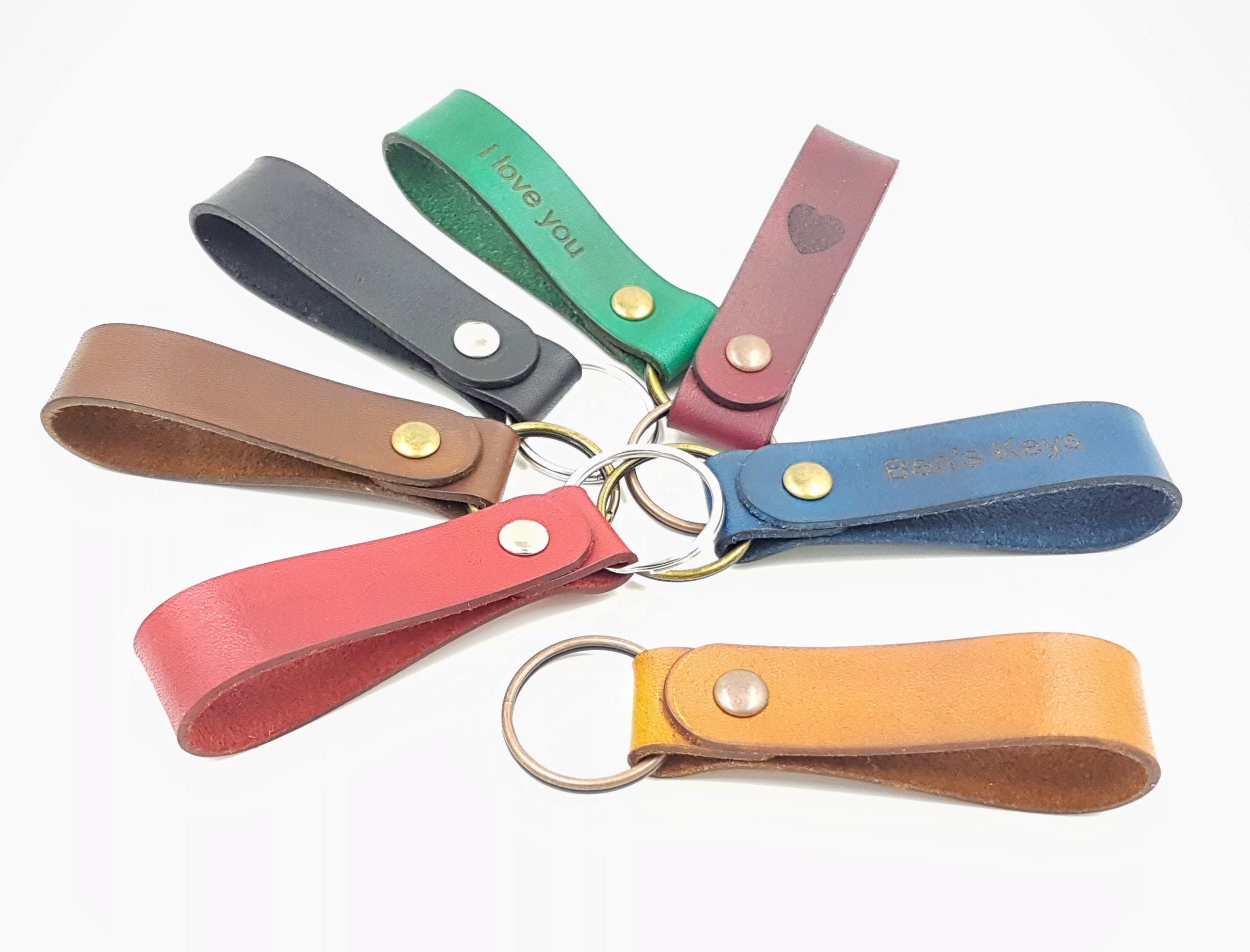 Leather Keychain, Handmade Real Leather Keyring, Personalised Leather Keychain, Custom Made Leather Keyring, Loop Keychain