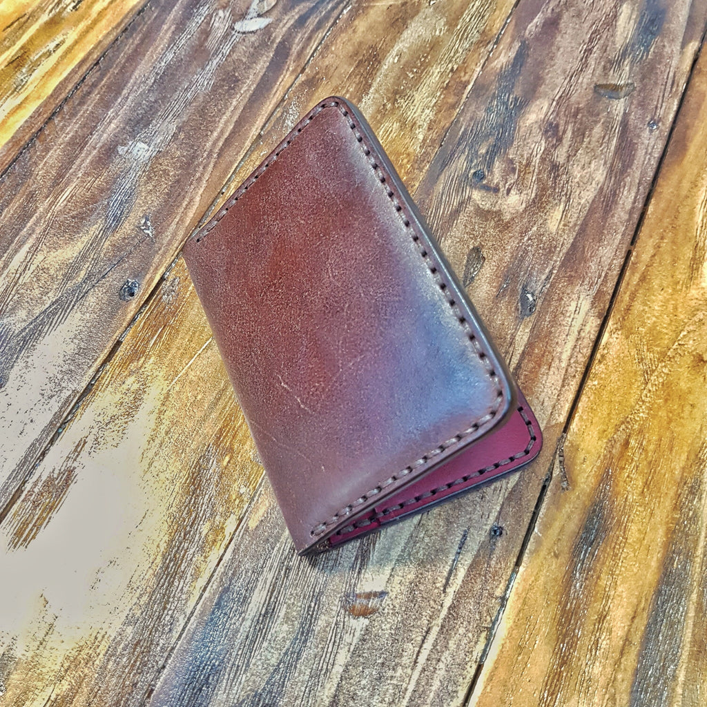 Handmade Leather Card Wallet Case-Folding Leather Credit Card Holder- Cash Wallet-Two Tone Colour Leather Card Wallet