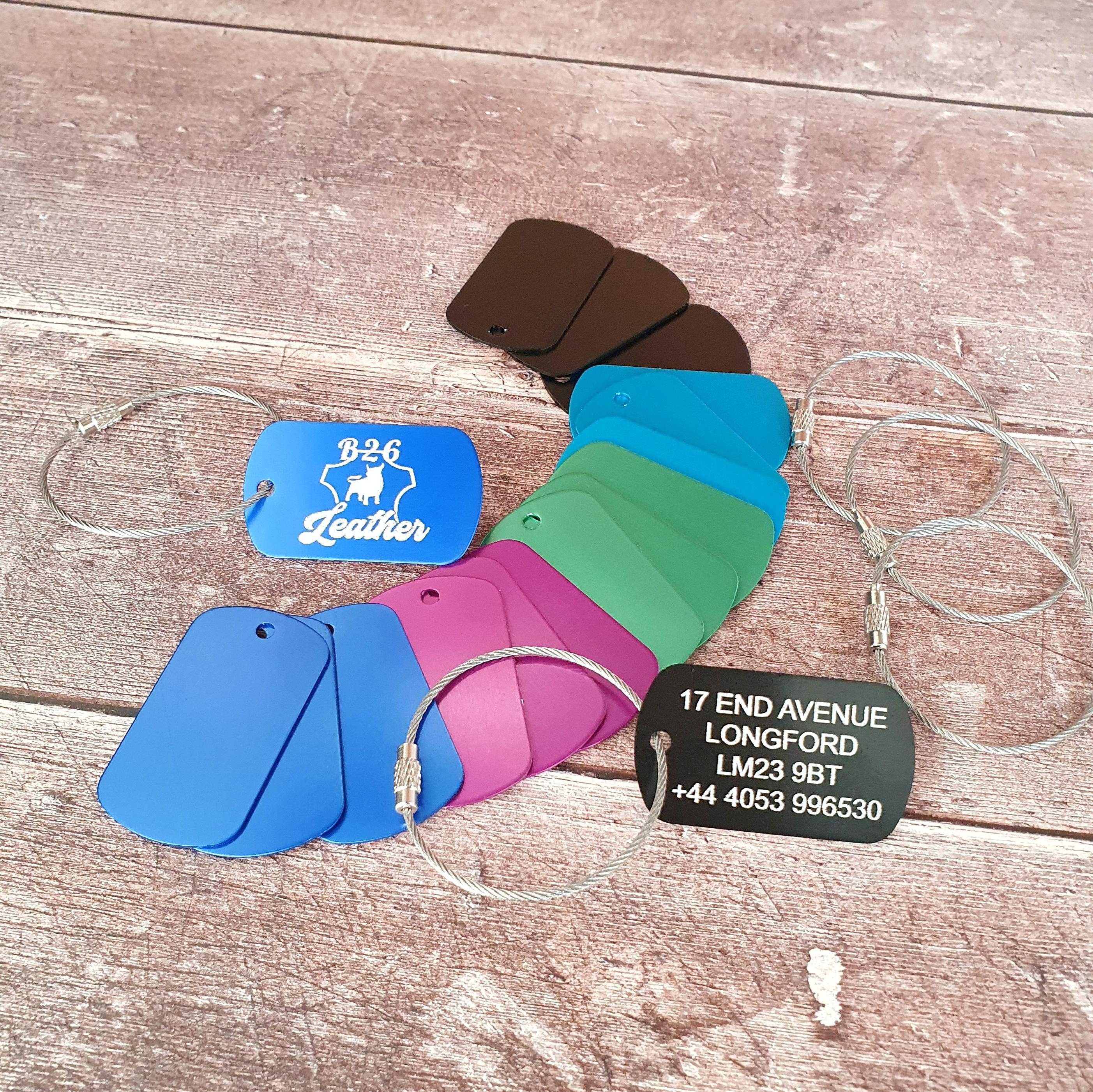 luggage Tags, Engraved Name Tags, Travel Suitcase Name Address Metal Tags, Personalised Bag Tags, Engraved Metal Keyrings