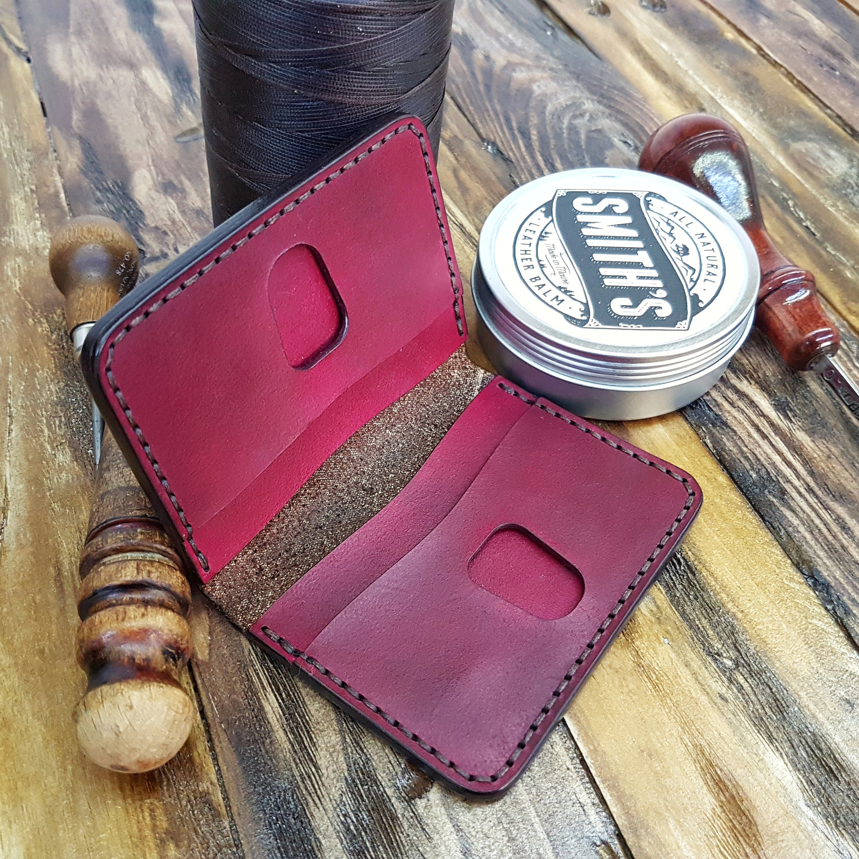 Handmade Leather Card Wallet Case-Folding Leather Credit Card Holder- Cash Wallet-Two Tone Colour Leather Card Wallet