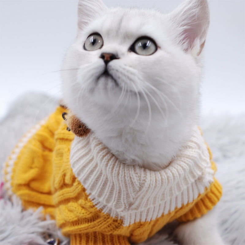 Winter Cat Dog Knitted Sweater Button Small Pet Clothes Dogs Cats Cozy Warm