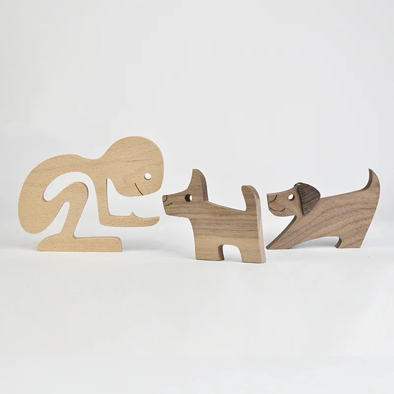 Personalised Wooden Human & Dog Figurine – Custom Handmade Ornament Gift