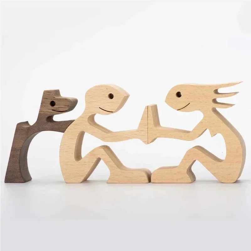 Personalised Wooden Human & Dog Figurine – Custom Handmade Ornament Gift