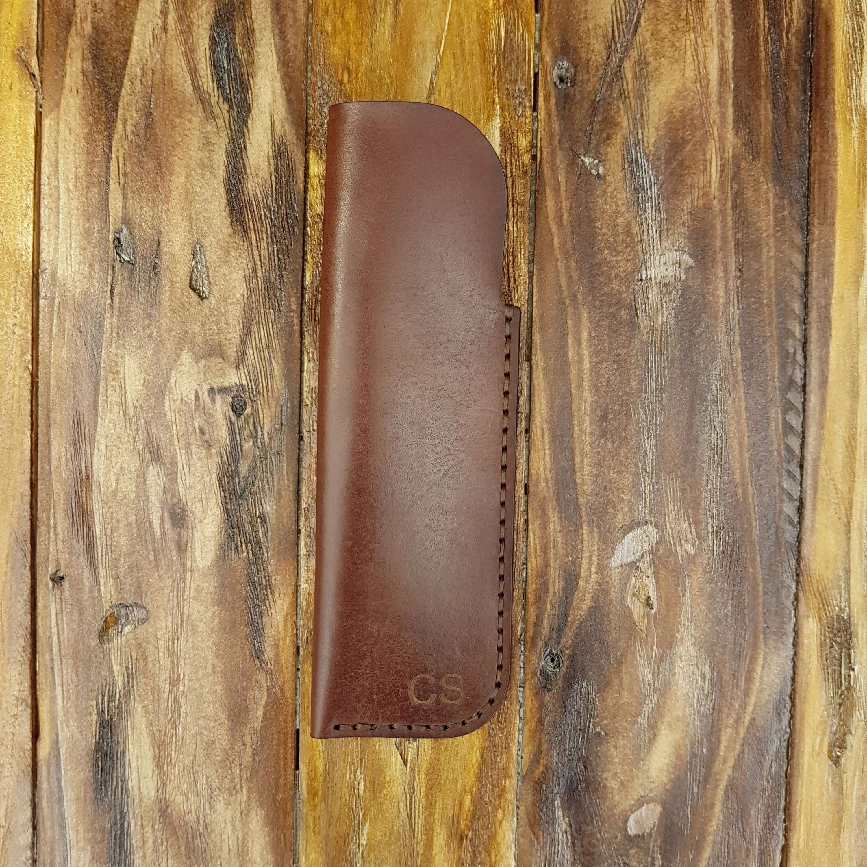 Handmade Leather Pen Sleeve: Personalized Pen Pouch, School Gift