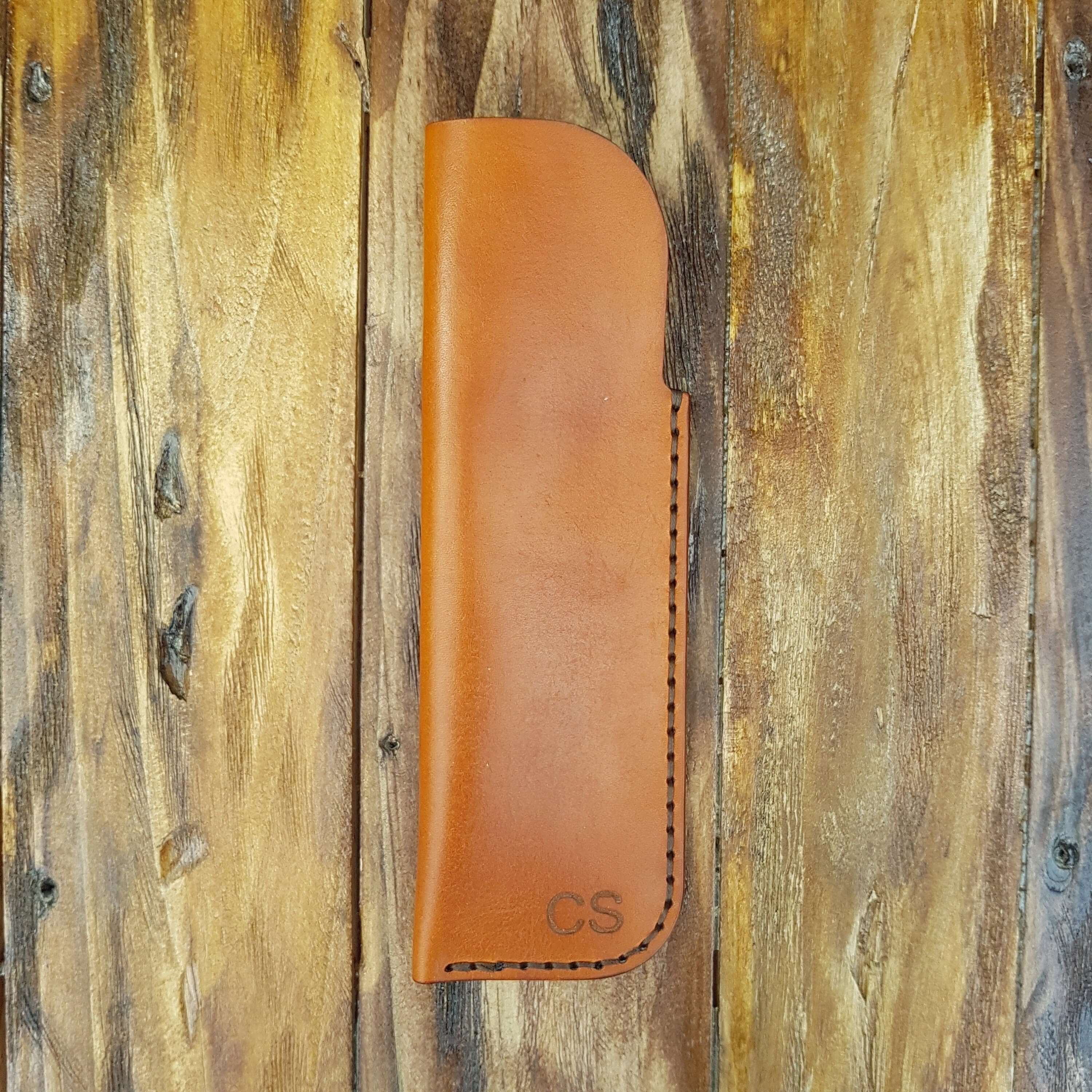 Handmade Leather Pen Sleeve: Personalized Pen Pouch, School Gift