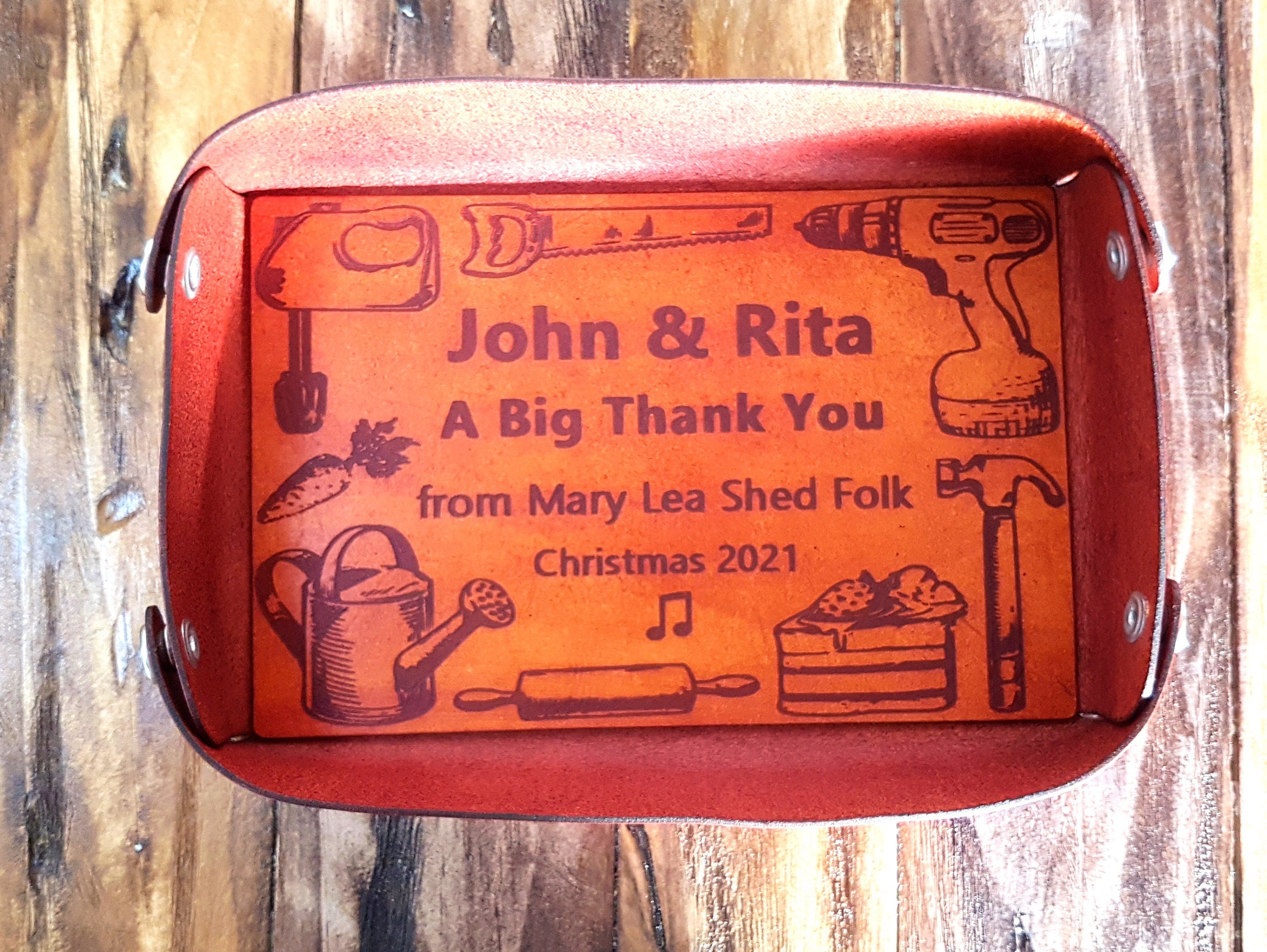 Leather Valet Tray- Leather Desk Tray-Leather Catchall-Desktop Tidy-Remote Control Tray-Anniversary Gift-Engraved Leather Gift