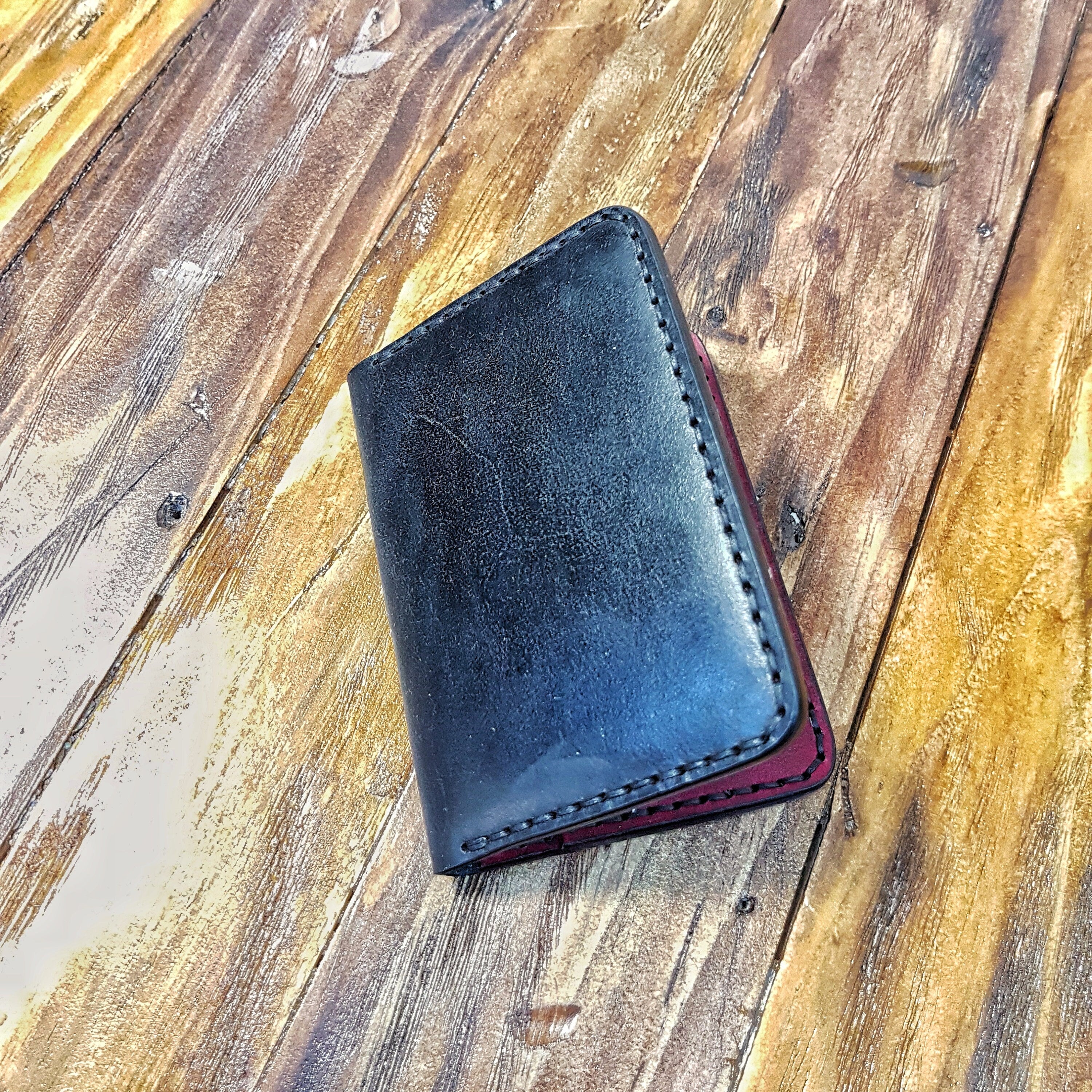 Handmade Leather Card Wallet Case-Folding Leather Credit Card Holder- Cash Wallet-Two Tone Colour Leather Card Wallet