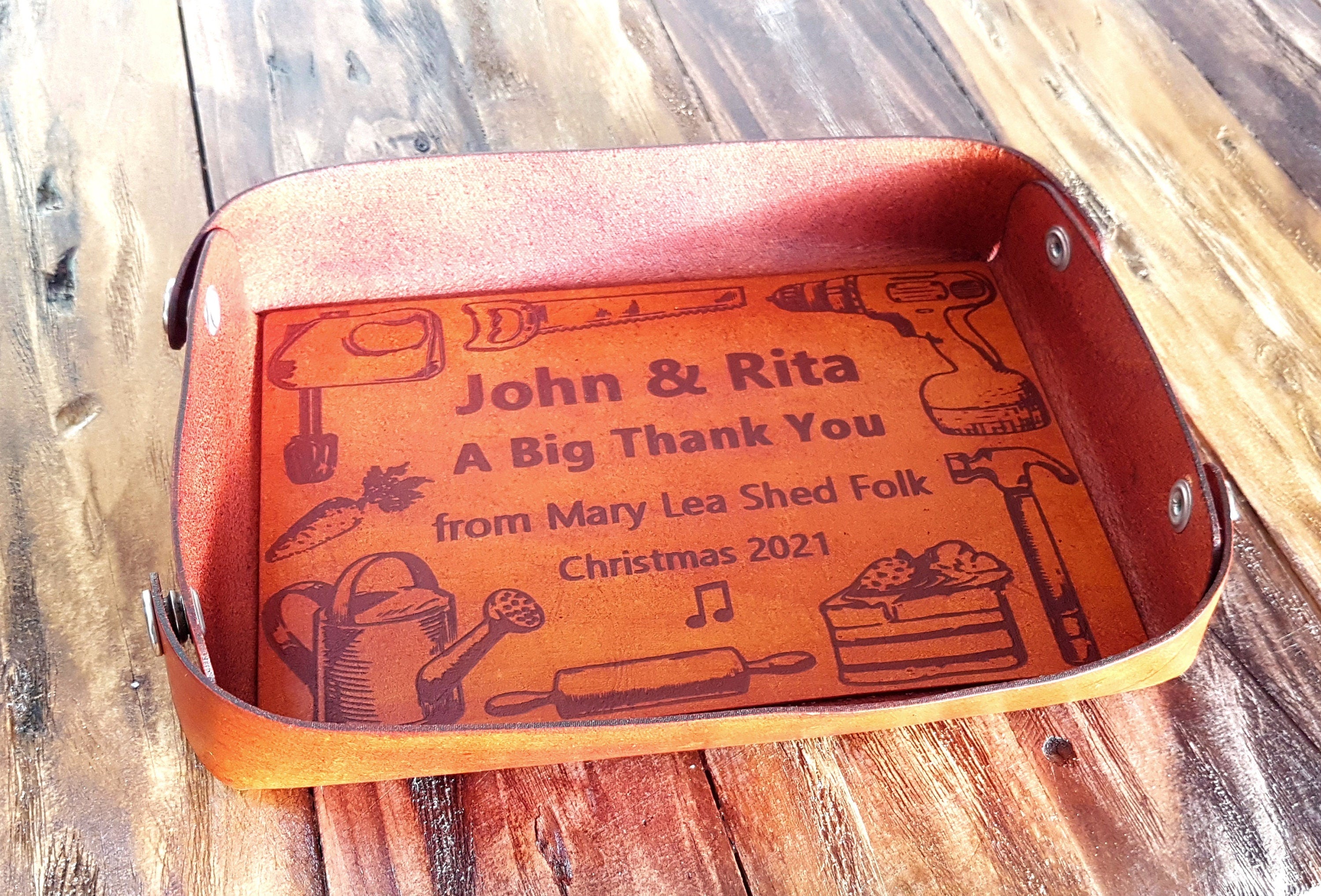 Leather Valet Tray- Leather Desk Tray-Leather Catchall-Desktop Tidy-Remote Control Tray-Anniversary Gift-Engraved Leather Gift