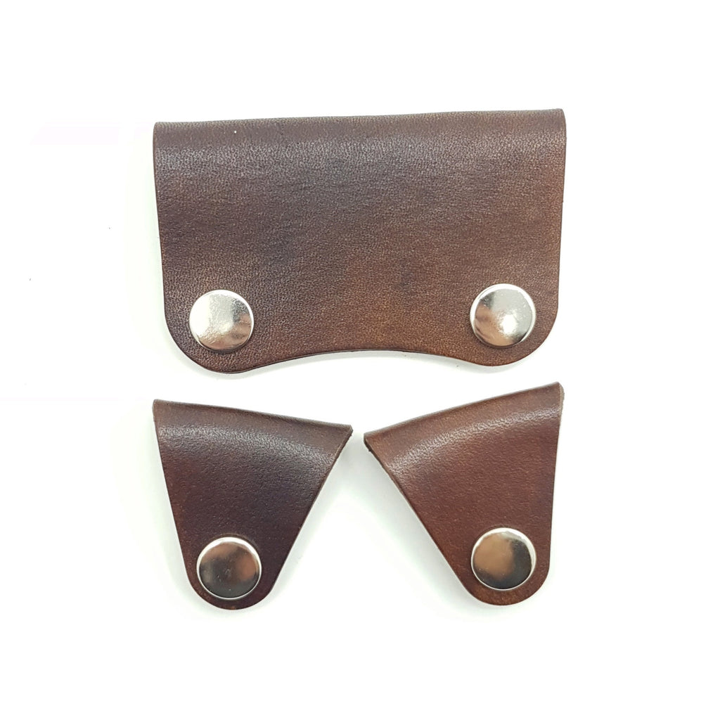 Handmade Leather Cable Organizer Set: Earphone Cord Keeper, Veg Tan Leather