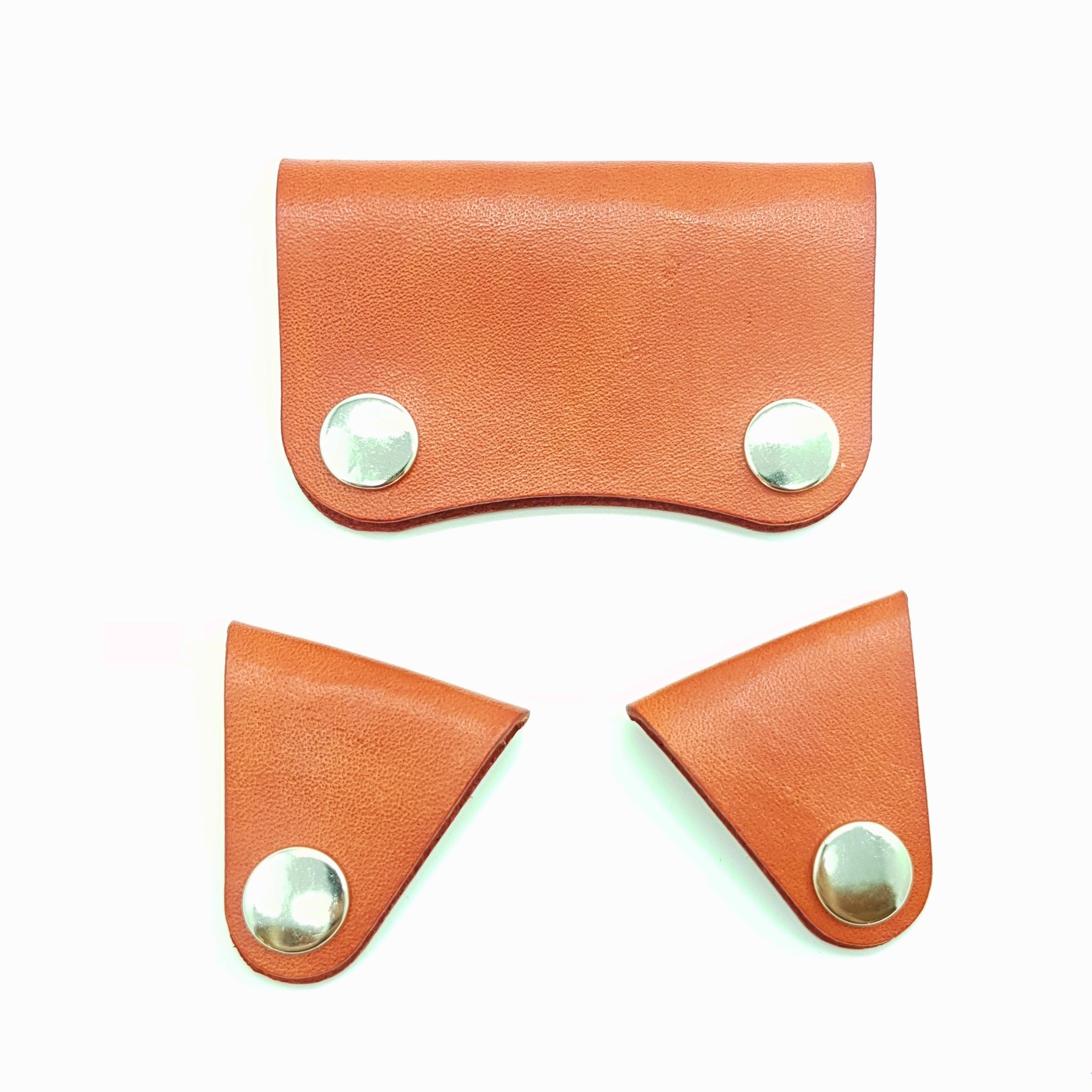 Handmade Leather Cable Organizer Set: Earphone Cord Keeper, Veg Tan Leather