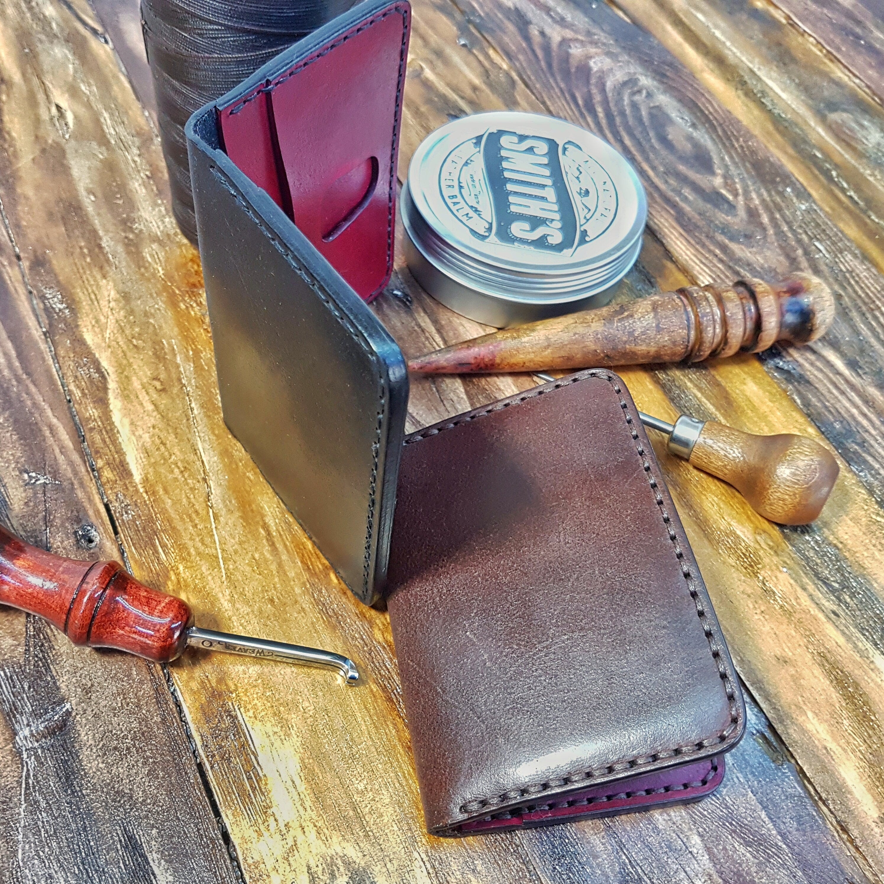 Handmade Leather Card Wallet Case-Folding Leather Credit Card Holder- Cash Wallet-Two Tone Colour Leather Card Wallet