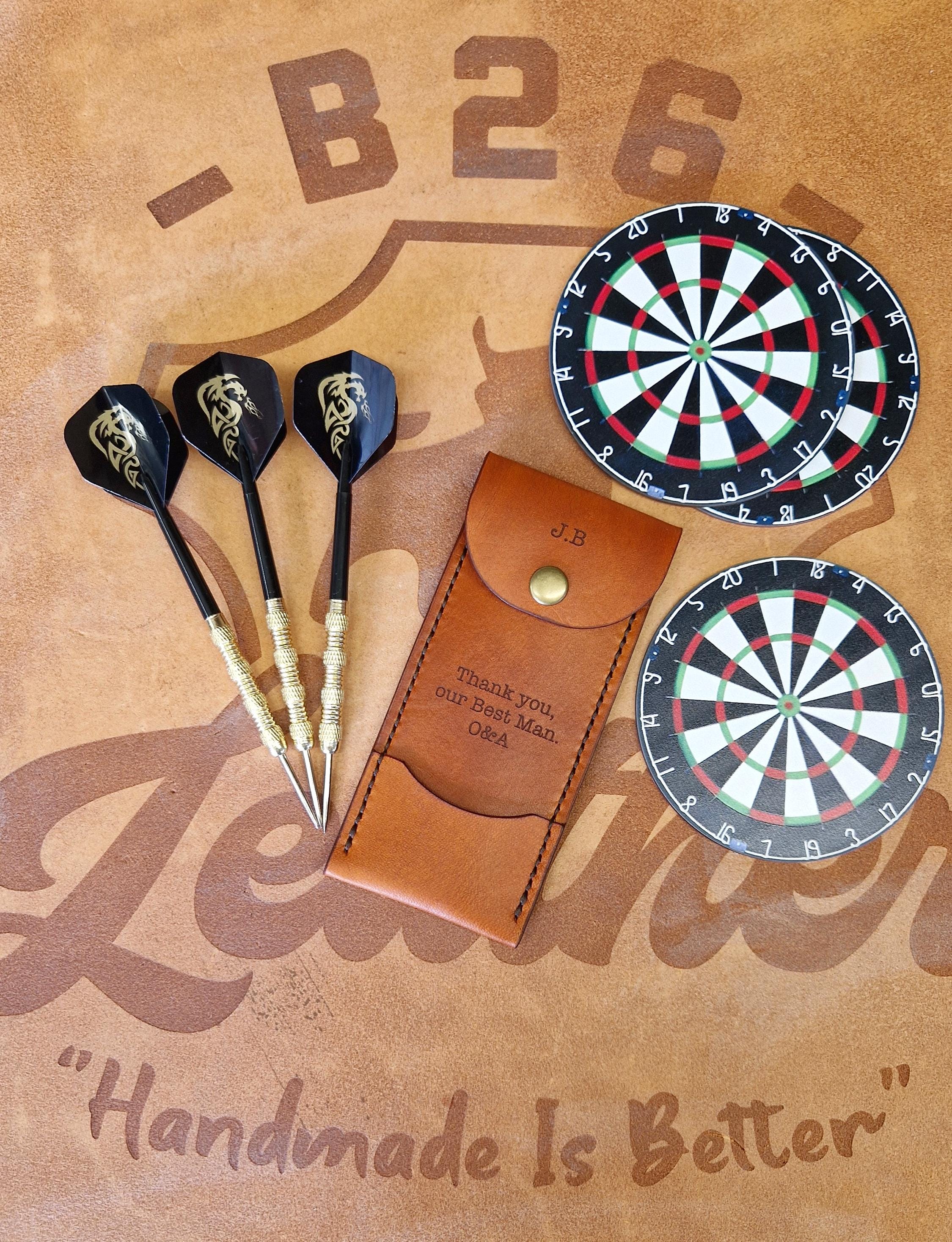 Leather Darts Pouch, Personalised Leather Darts Wallet, Handcrafted Dart Player Gift, Protective Darts Case, Darts Tournament Gift
