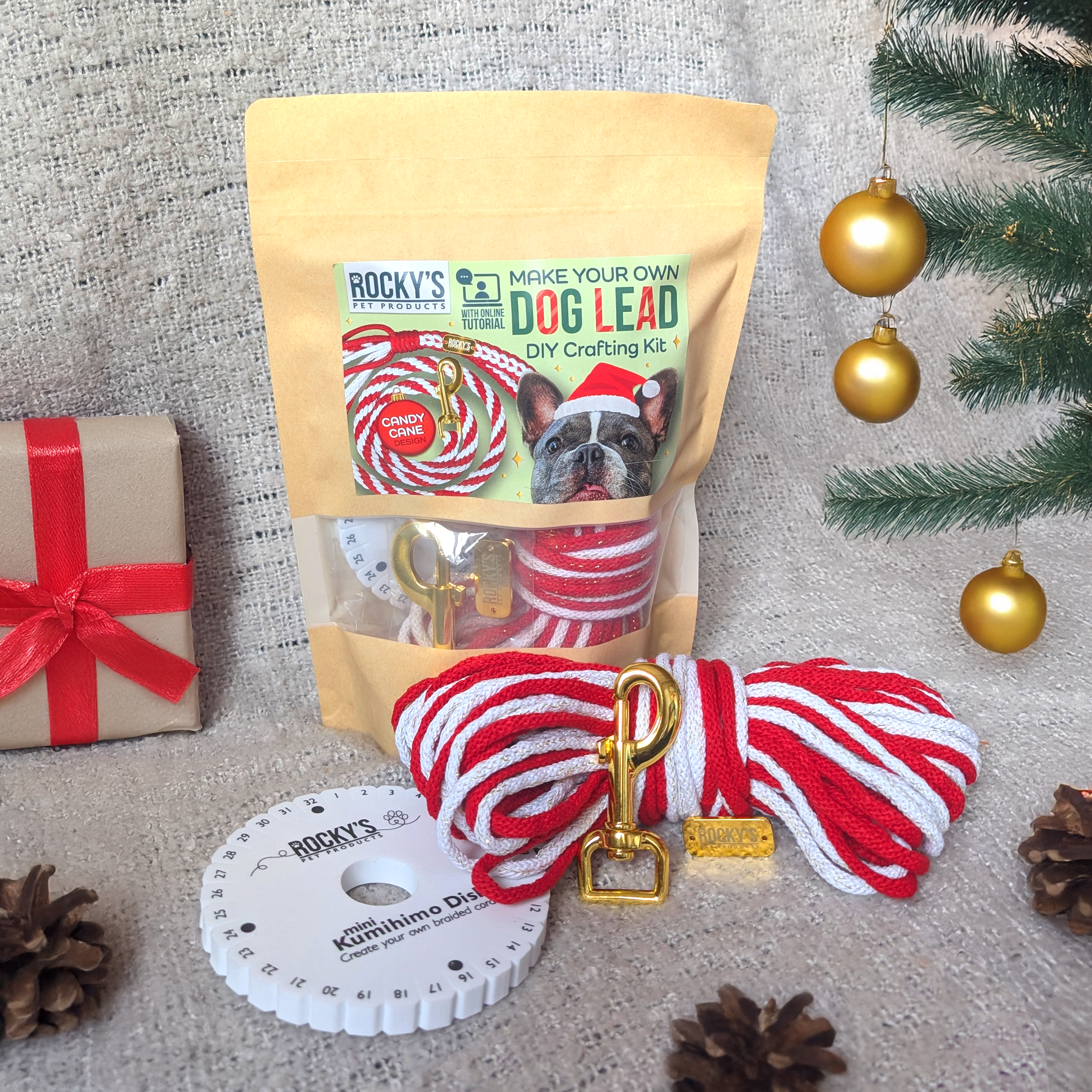 Make Your Own Dog Lead Craft Kit - Candy Cane Sparkle