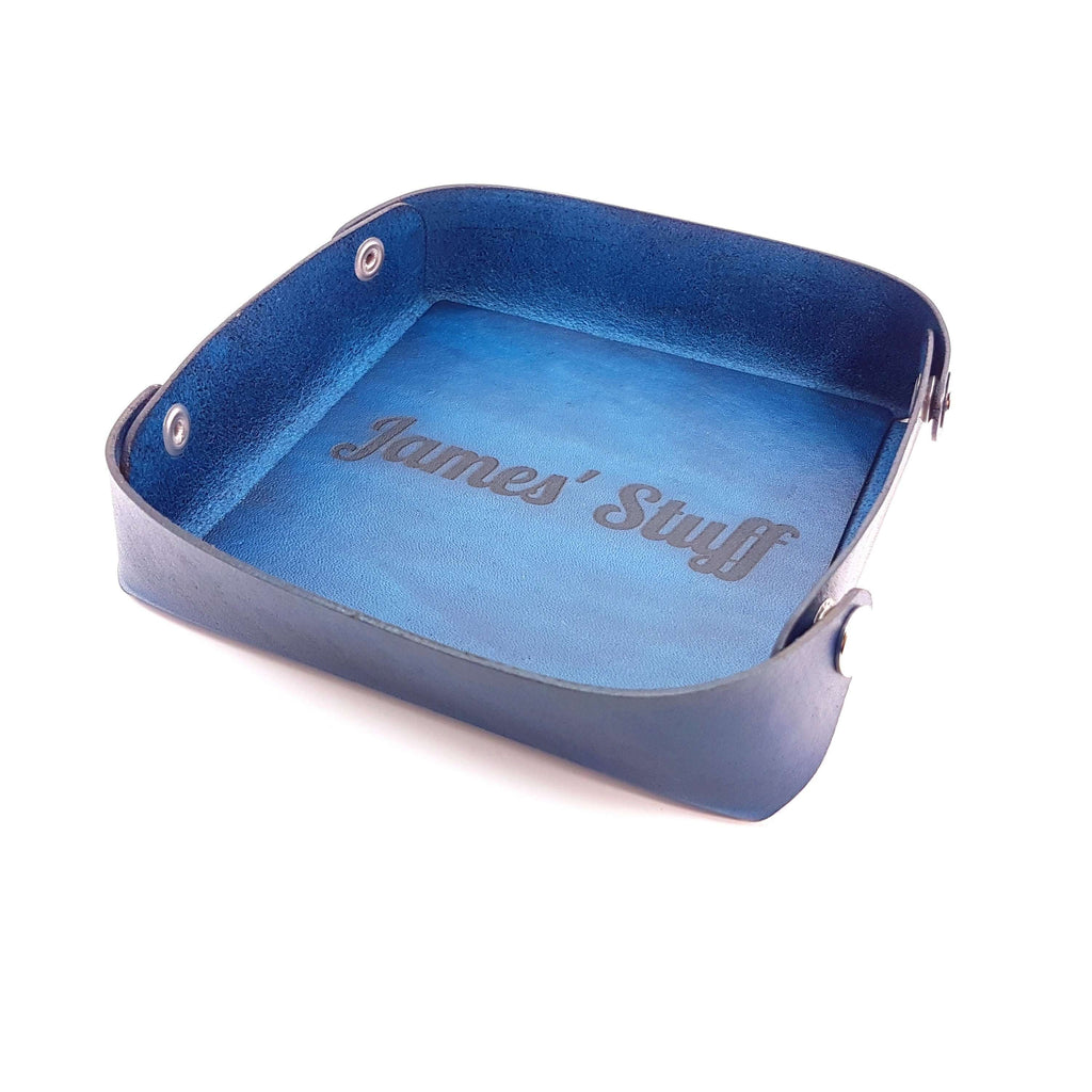 Personalized Leather Valet Tray, Leather Key & Wallet Tray