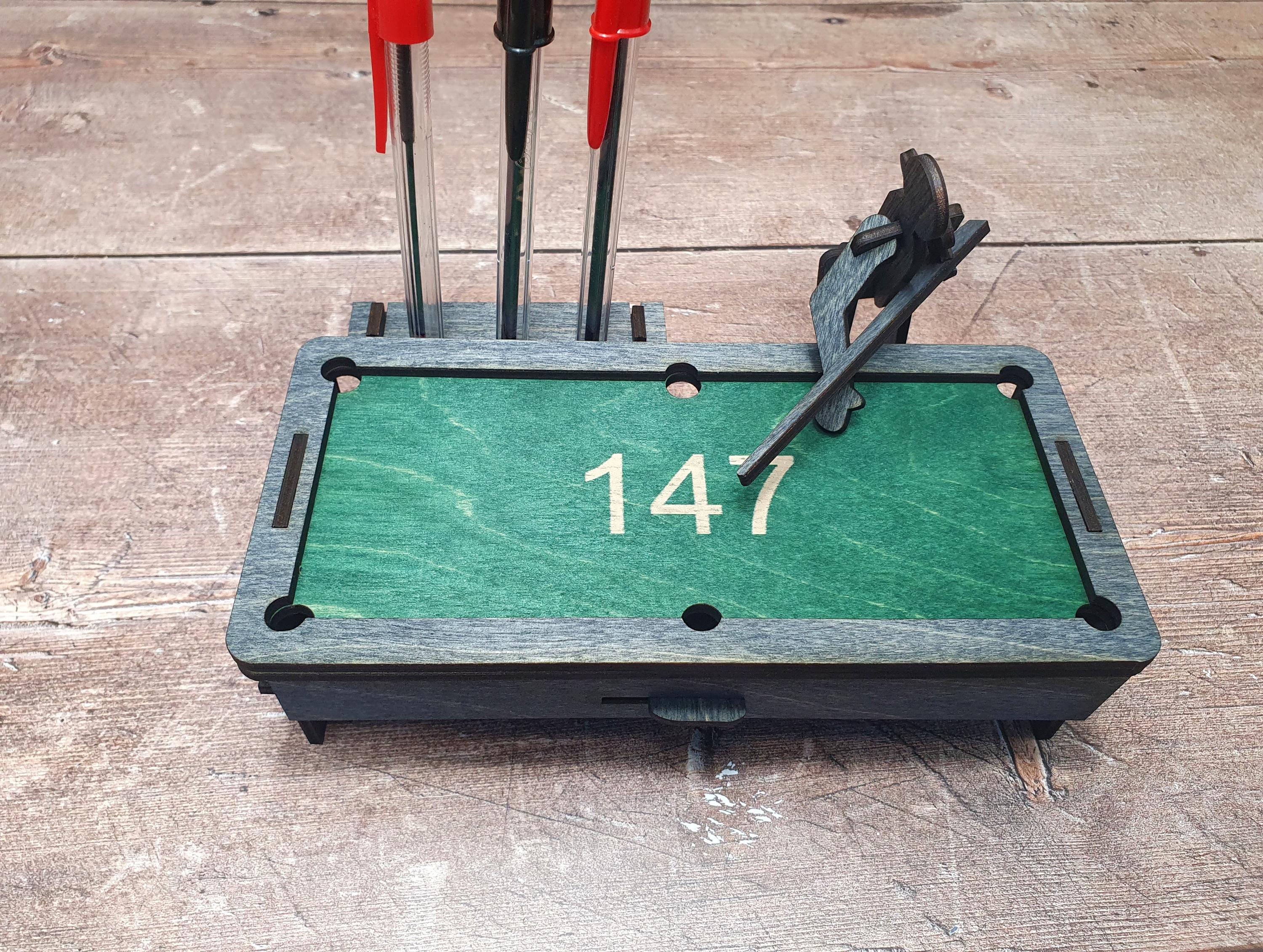 Novelty Snooker Pen Holder Gift, Desktop Snooker Table Wood Ornament, Snooker Gift-Pool Play Gift, Personalised, Billiard Player Gift,