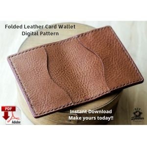 Digital Download Leather Folded Card Case Wallet, Printable Leather Card Wallet Pattern, PDF Leathercraft Card Wallet Template